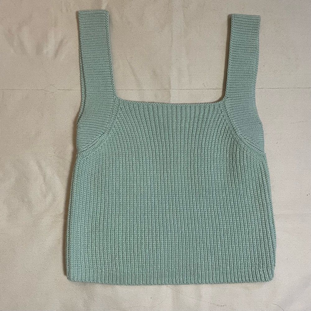 Vince NWT New $245 Vince Knit Square-Neck Pale Blue Cotton Camiso Size M / US 6-8 / IT 42-44 - 5 Thumbnail