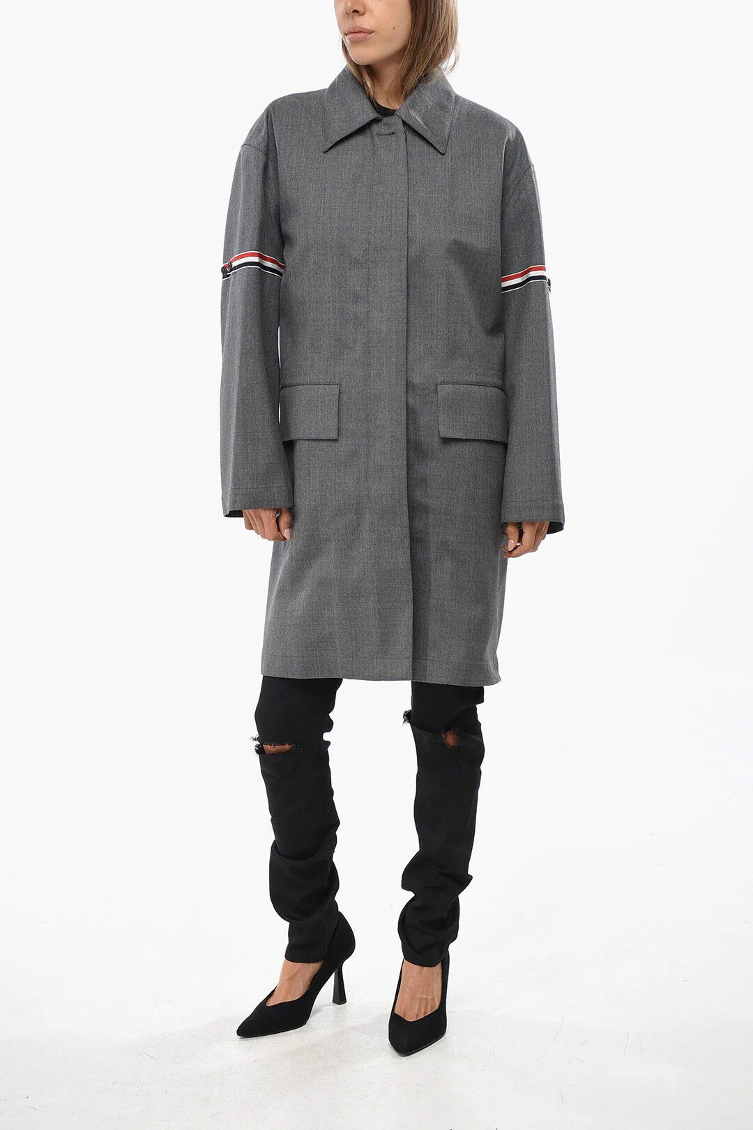 Thom Browne og1mm0426 Wool And Nylon Coat in Grey Size M / US 6-8 / IT 42-44 - 4 Thumbnail