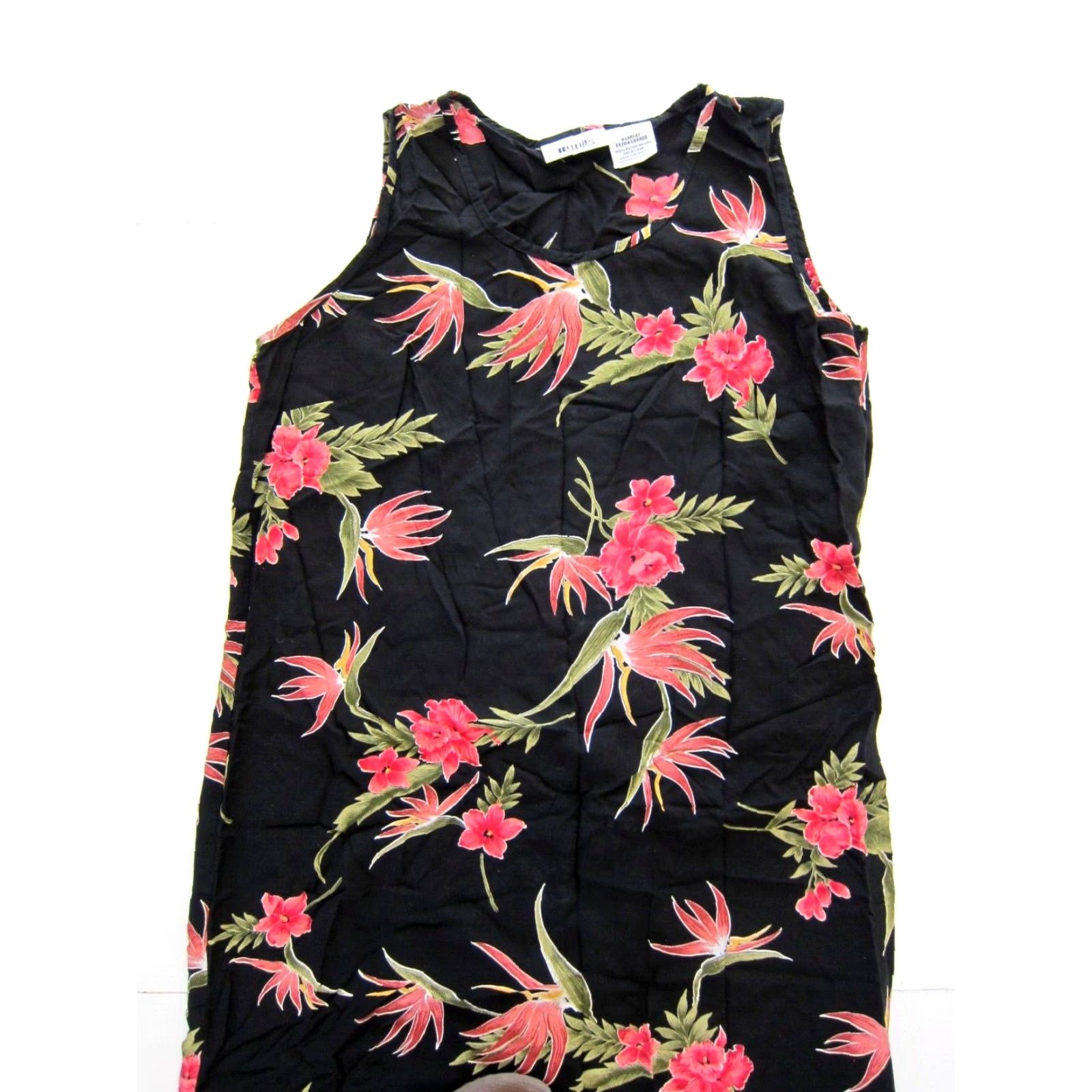 Vintage VINTAGE Units Maxi Dress Sleeveless Floral Long Sun XLarge Pink Black Green Women Ladies Size XL / US 12-14 / IT 48-50 - 7 Thumbnail