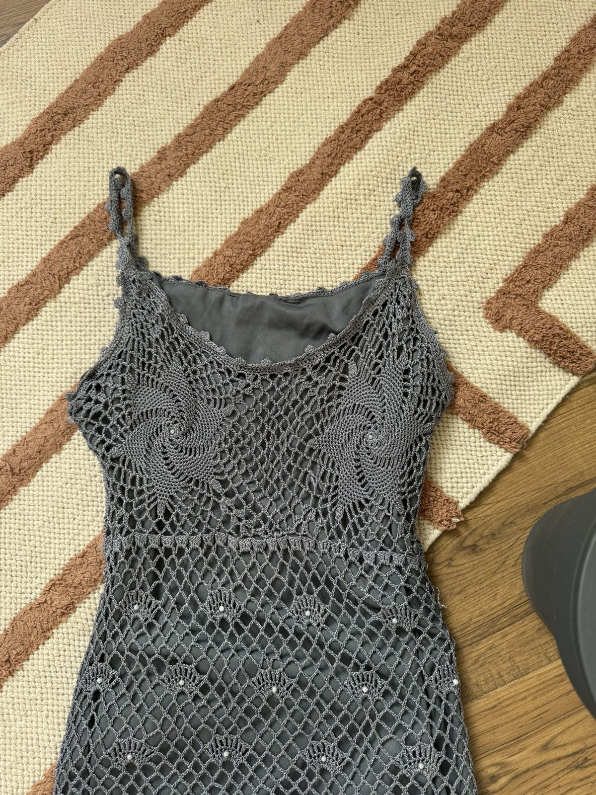 Vintage 🐚 VINTAGE SHELL MESH KNITTED BEACH DRESS Size S / US 4 / IT 40 - 4 Thumbnail