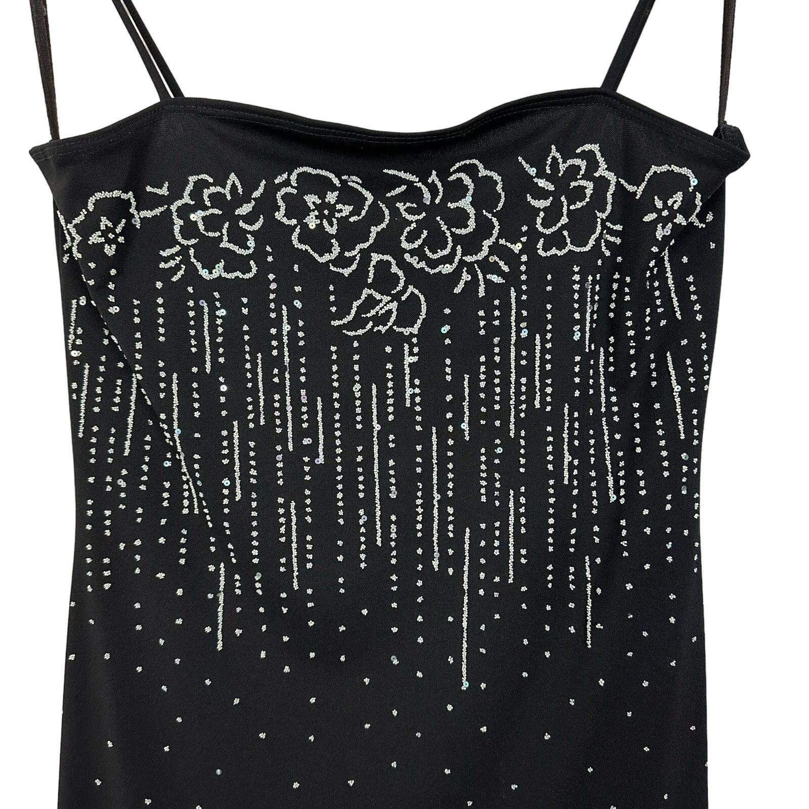 Vintage 90s Vntg Taboo Sequin Black Ruffle High Low Slip Dress Lg Size L / US 10 / IT 46 - 6 Thumbnail
