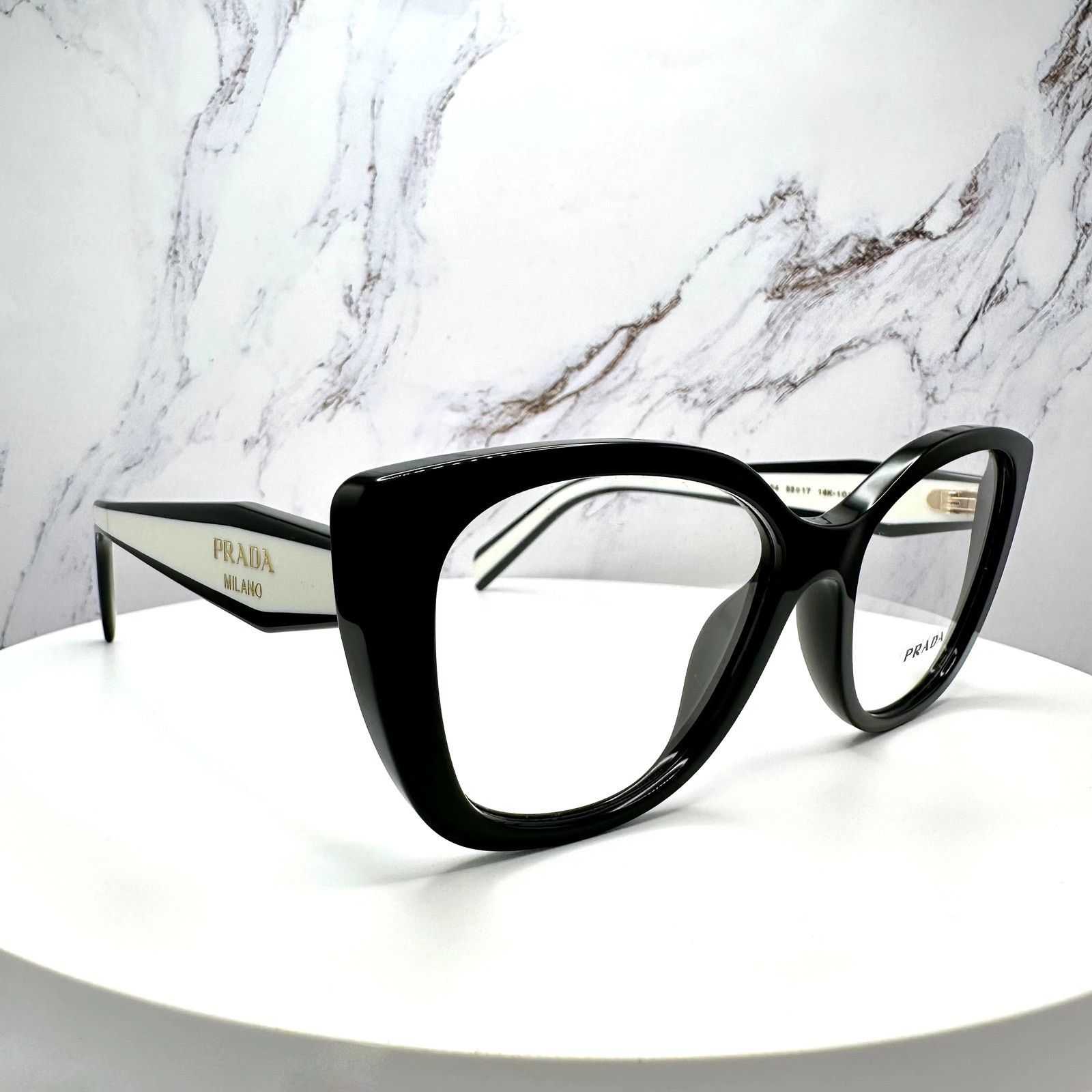 Prada New PRADA Eyeglasses Cat Eye Black White Gold 53-17-140 Size ONE SIZE - 16 Thumbnail