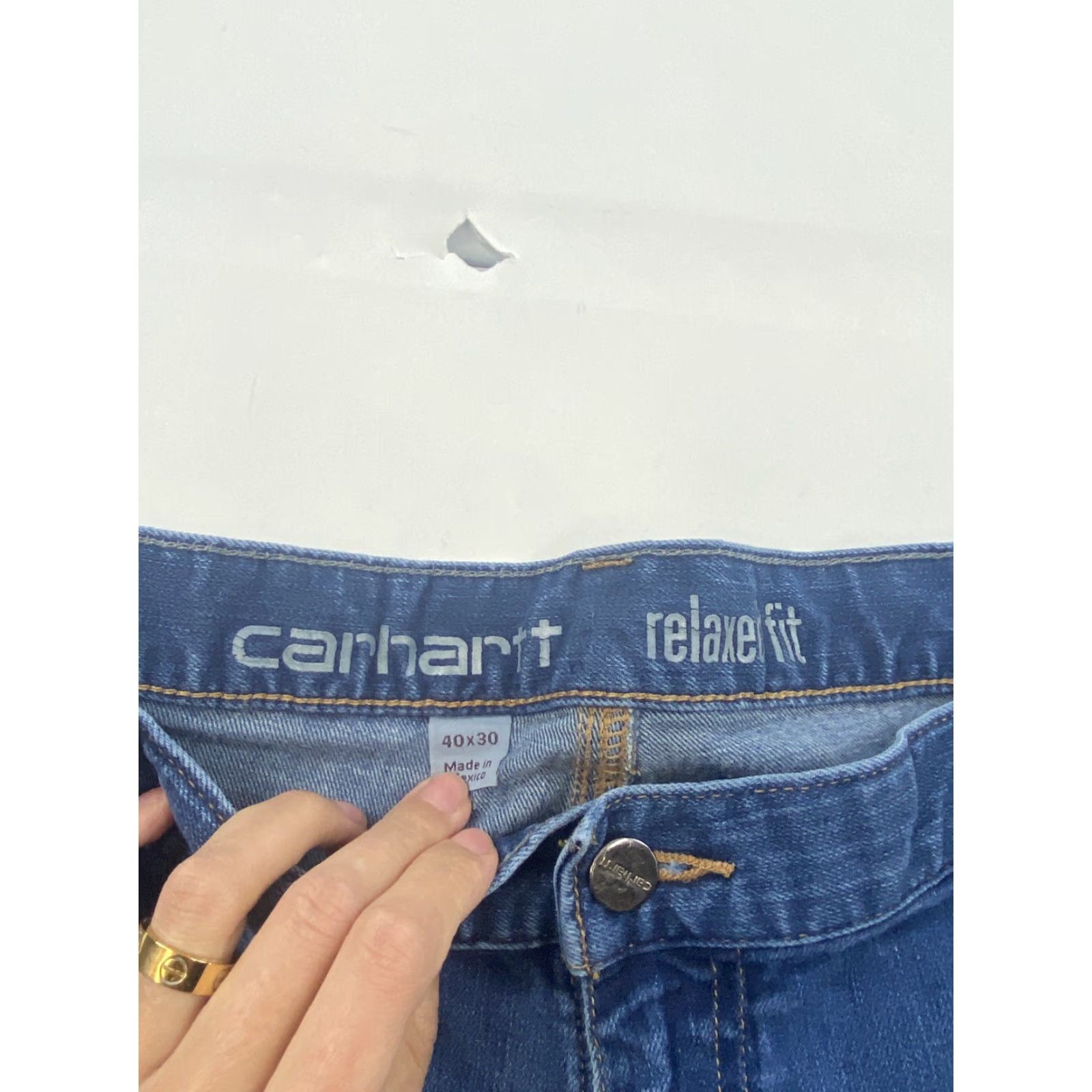 Carhartt Carhartt Jeans Mens Size 40x30 Blue Denim Straight Belt Loops Regular Inseam 30 in Mens Ready Size US 40 / EU 56 - 5 Thumbnail