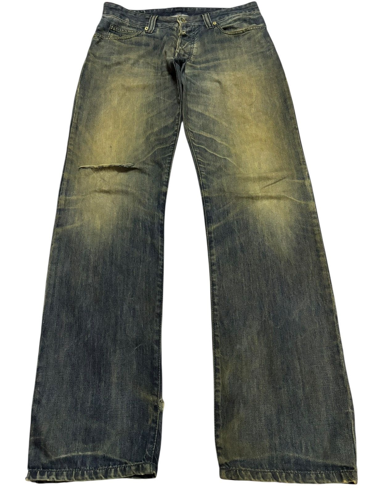 Armani Vtg 90s Emporio Armani Distressed Mud Washed Jeans Size US 33 - 1 Thumbnail