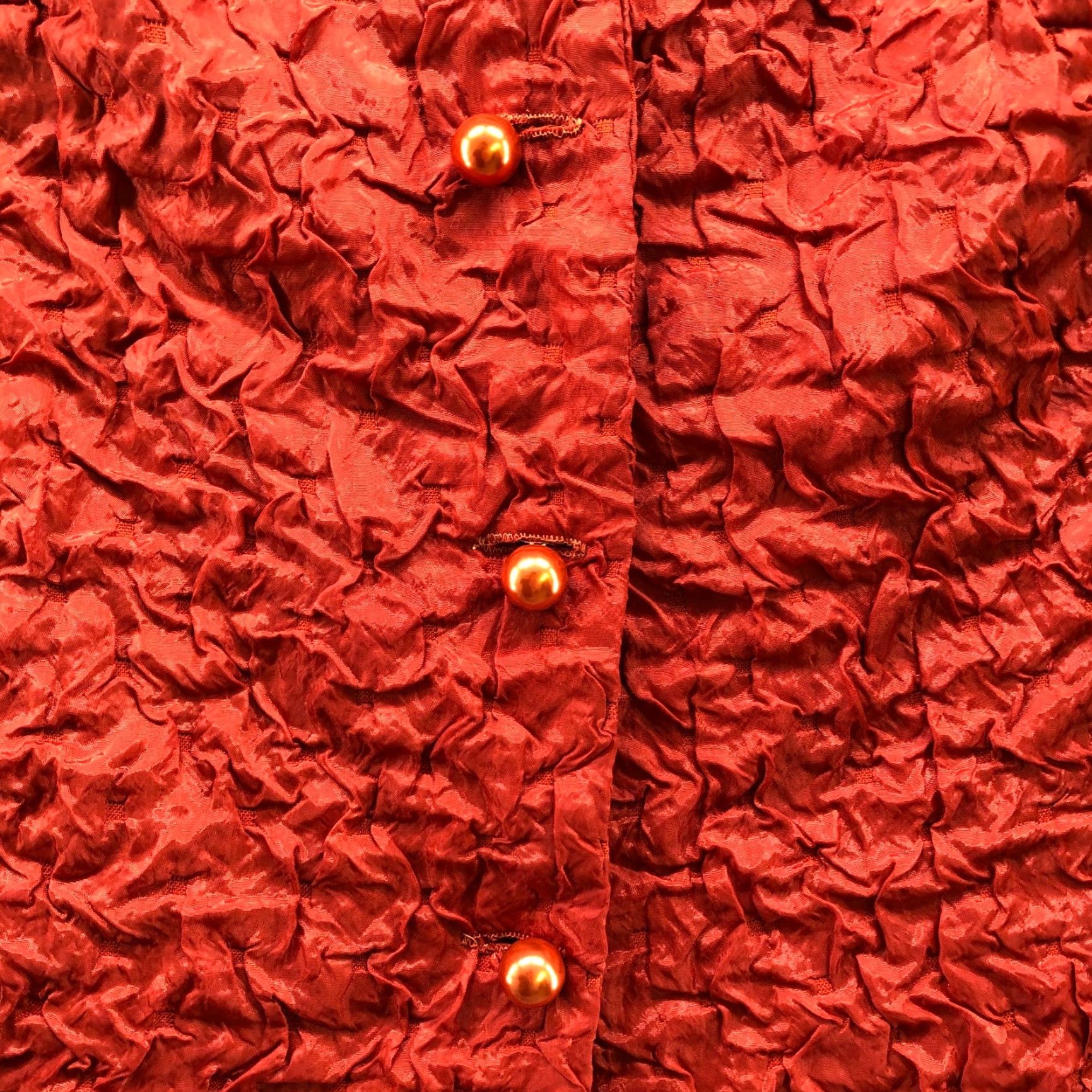 Vintage VINTAGE Blazer Shirt Womens L Brown Lightweight 80s 90s Rust Orange Crinkle Texture Pearl Buttons Size L / US 10 / IT 46 - 7 Thumbnail