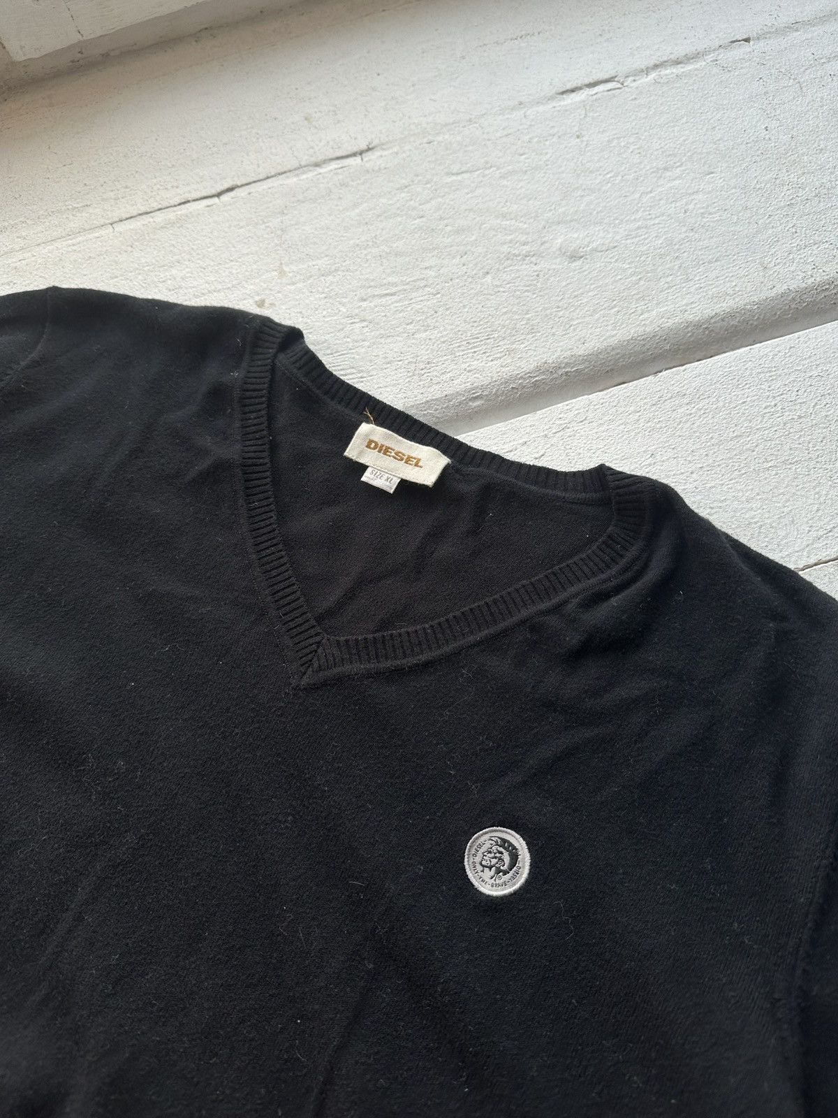 Diesel 🚨Vintage AVANT-GARDE Diesel SWEATER D metal logo Y2K gothic Size US XL / EU 56 / 4 - 5 Thumbnail