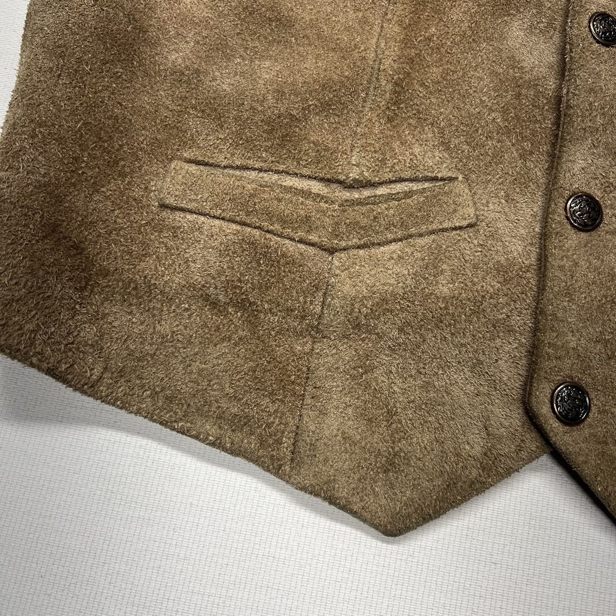 Vintage VTG Chess King Beige Suede Leather Vest Western Retro Tan Size US L / EU 52-54 / 3 - 9 Thumbnail