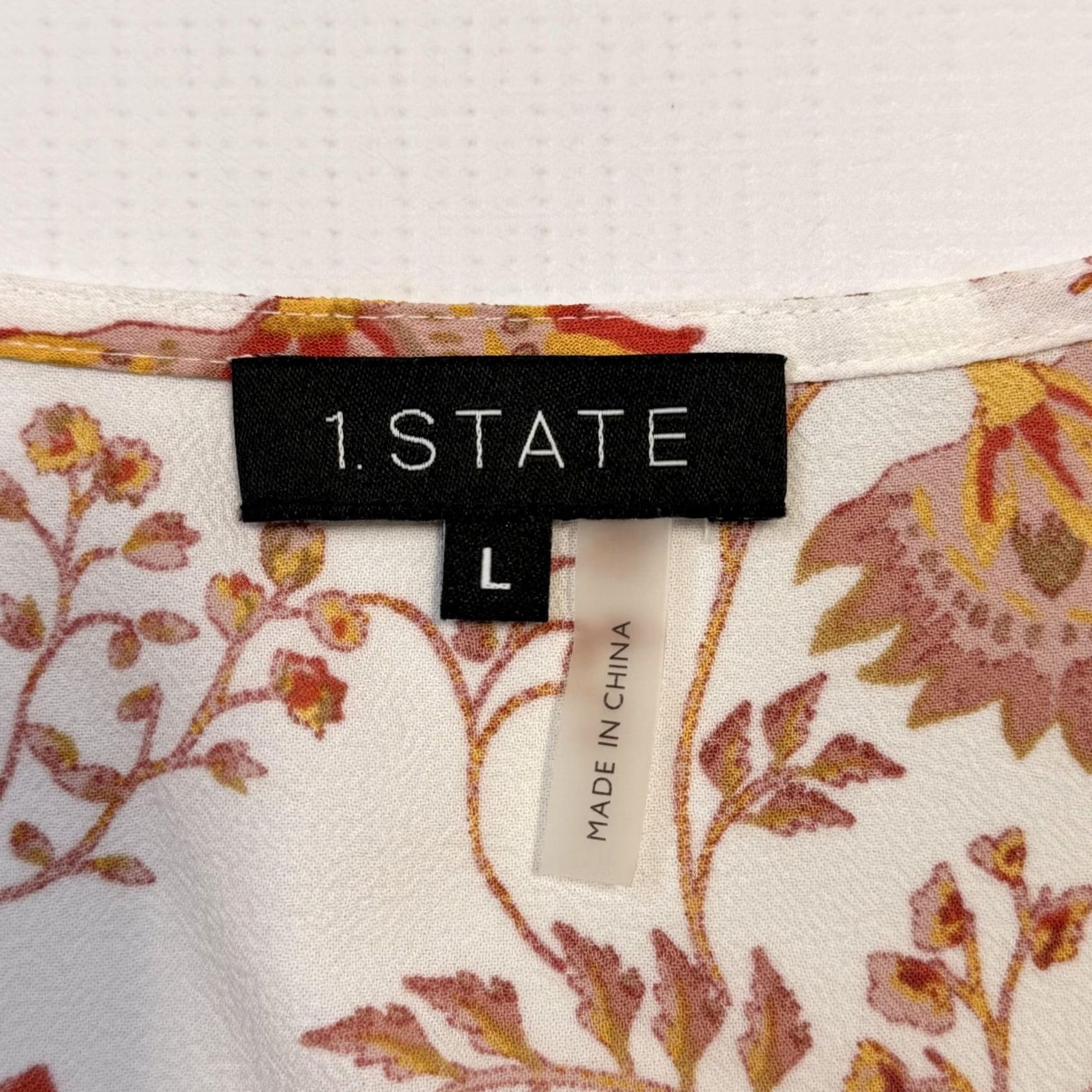 Vintage 1. STATE Blouse Womens Large White Floral Wrap Tie Waist V Neck 3/4 Sleeve Top Size L / US 10 / IT 46 - 3 Thumbnail