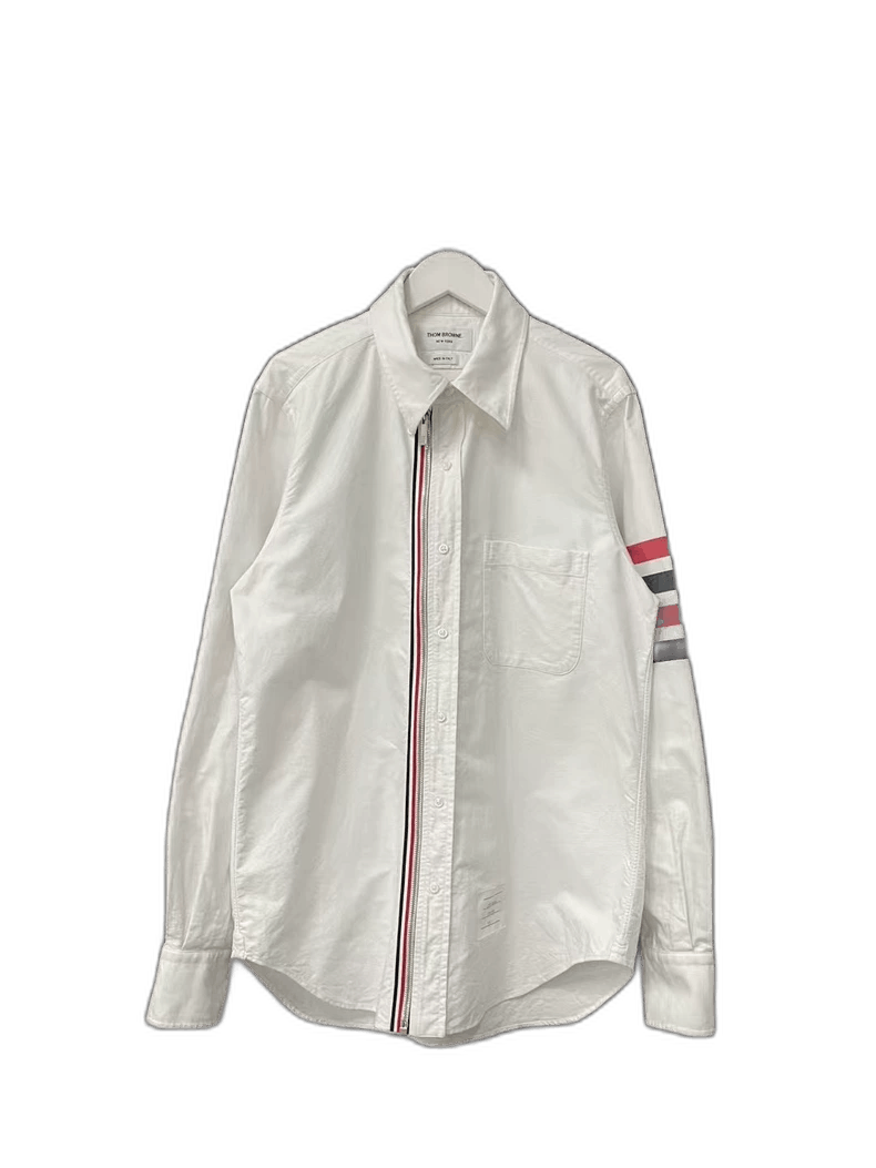Thom Browne Thom Browne White Zip-Up Shirt Size US S / EU 44-46 / 1 - 1 Thumbnail