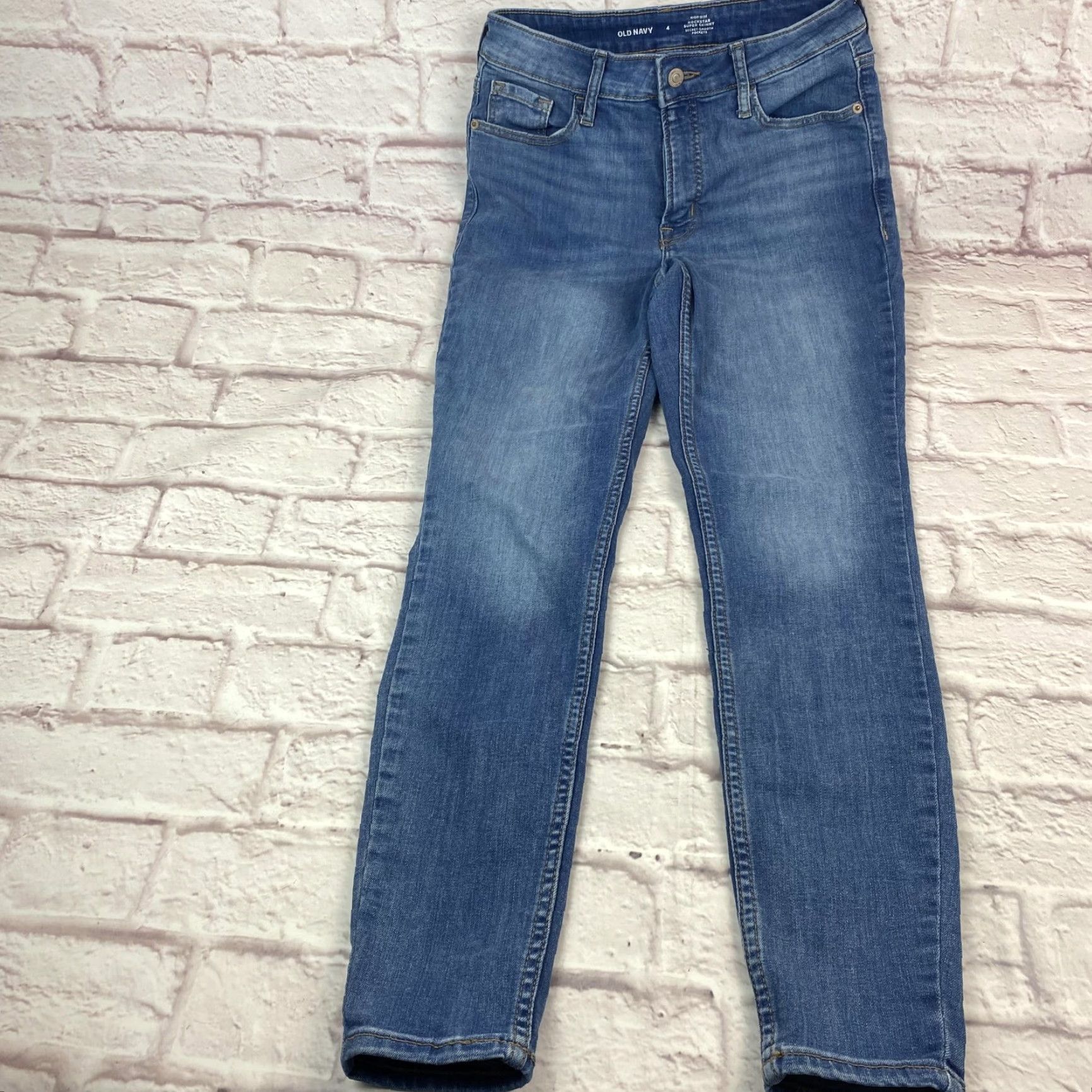 Old Navy Old Navy Jeans 4 Womens Blue High Rise Rockstar Super Skinny Stretch Denim Size 27" / US 4 / IT 40 - 4 Thumbnail