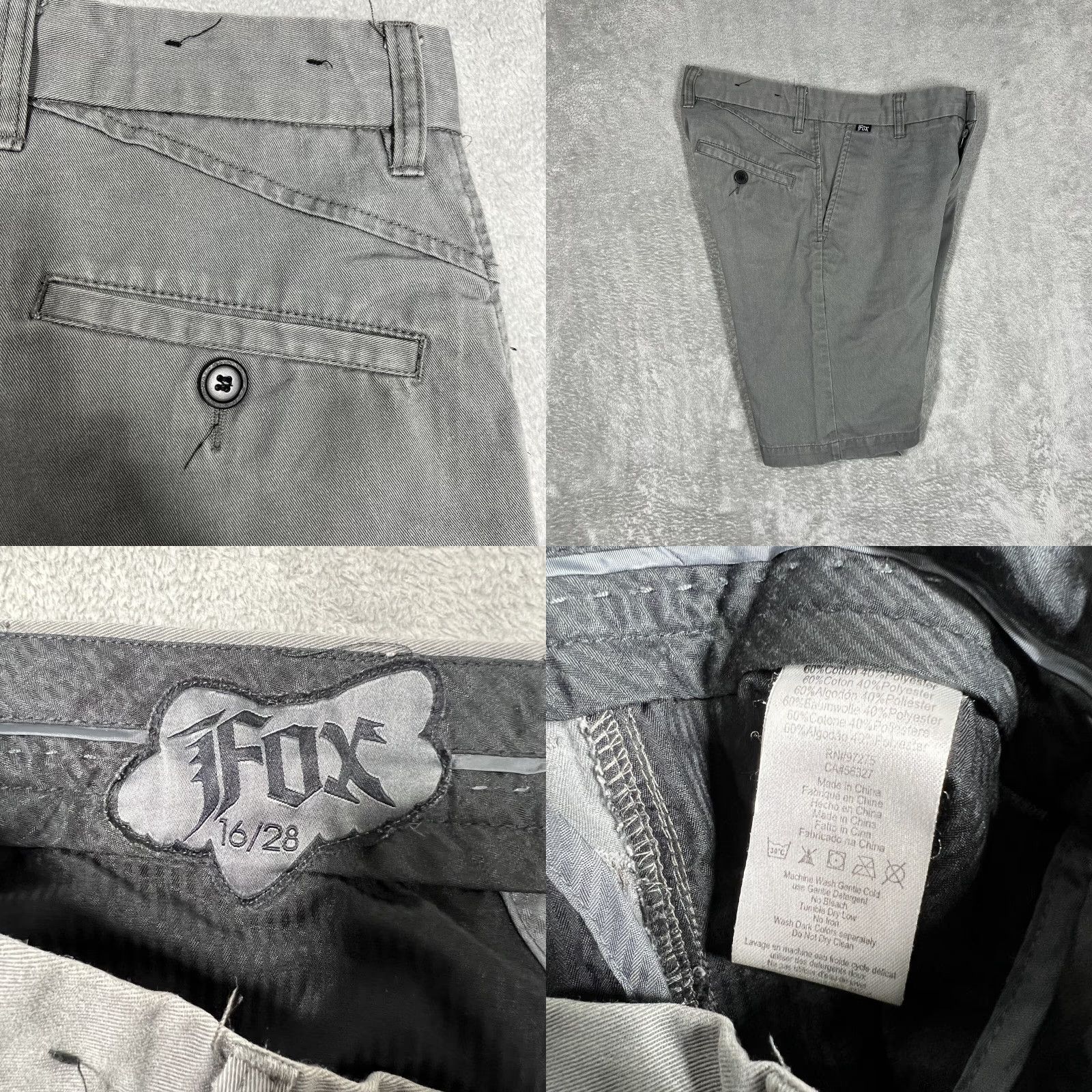Fox Racing Fox Men’s Shorts Casual 28 Gray 8” Inseam Flat Front Polyester Cotton Chino Pockets Belt Loops Logo Regular Size US 28 / EU 44 - 8 Thumbnail