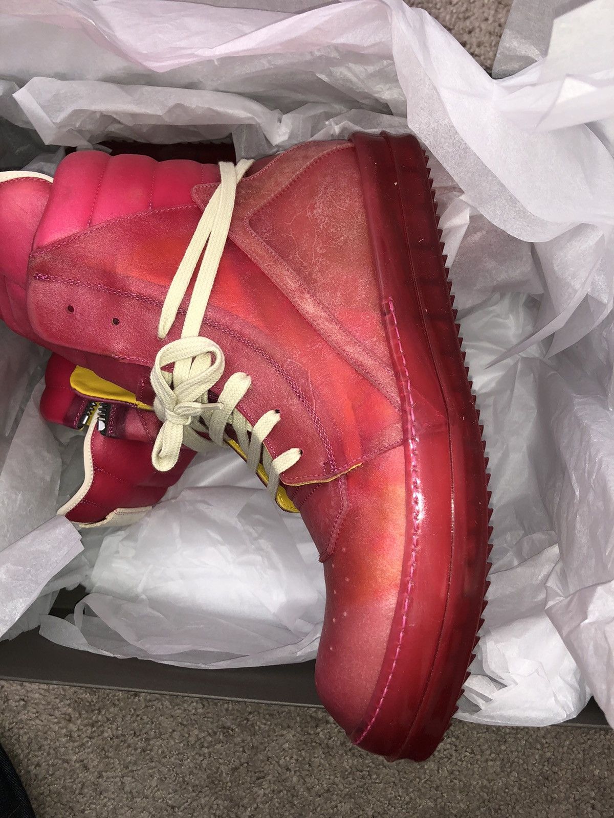 Rick Owens × Rick Owens Drkshdw Rick owens Leather Shoes Geobasket Hotpink FUCHSIA Size US 11 / EU 44 - 5 Thumbnail
