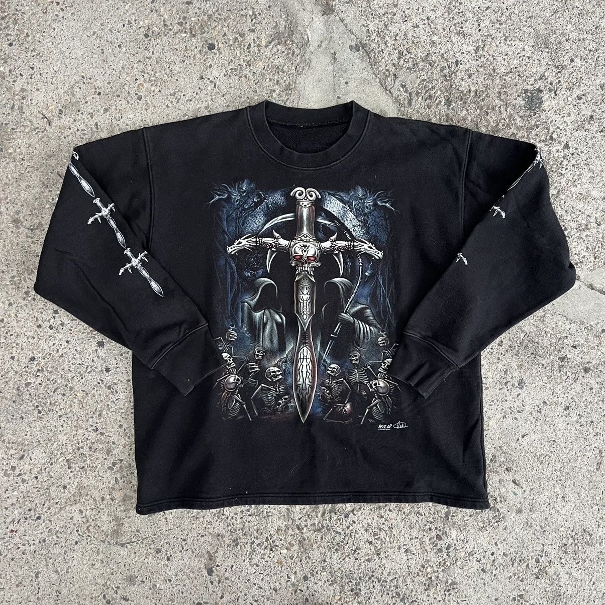 Vintage Y2K grunge zip up sweatshirt goth emo opium Size US XL / EU 56 / 4 - 1 Thumbnail