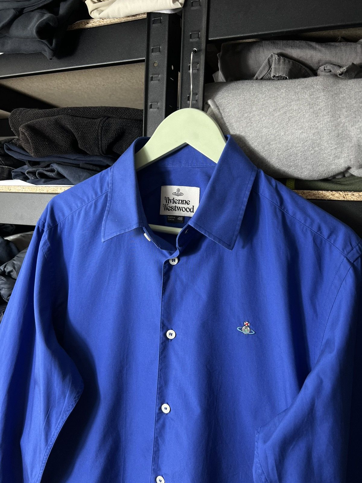 Vivienne Westwood Vivienne Westwood Blue Shirt Size 48 Orb Logo Button Up Size US M / EU 48-50 / 2 - 2 Thumbnail