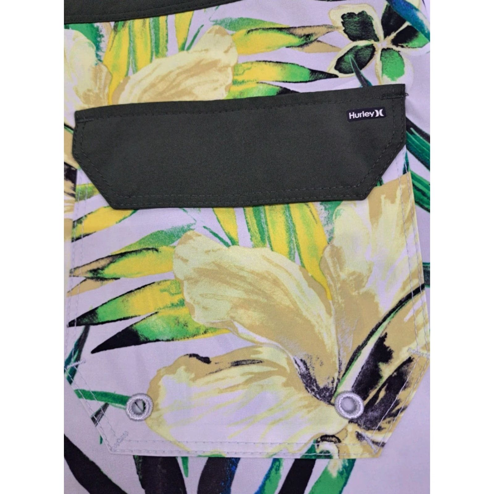 Hurley Hurley Mens Phantom Floral Board Shorts Green/Yellow/White 33 7" Multicolor Beach Tropical Quick Dry Drawstring Back Pocket Mens Size US 33 - 6 Thumbnail