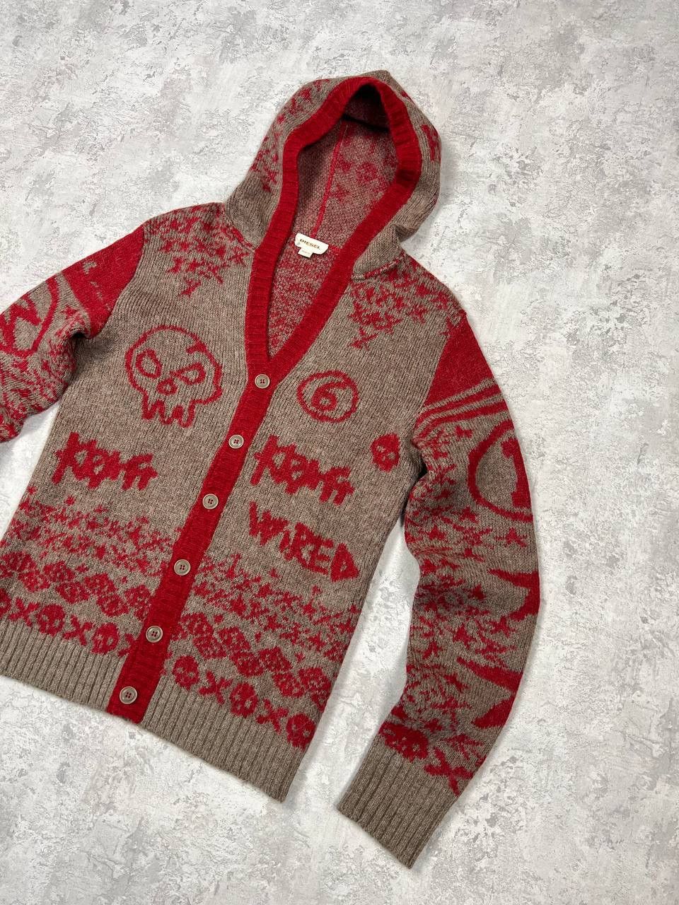 Diesel RARE Diesel Less Wired Knit Button Up Graphic Cardigan Size US XL / EU 56 / 4 - 3 Thumbnail