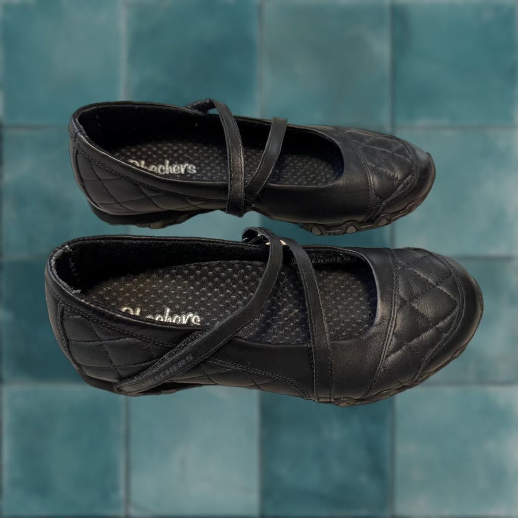 SKECHERS VINTAGE Sketchers Black Leather Ballet Mary Jane Flats 6.5 Quilted Gorpcore Women Shoes Flat Mary Jane Size US 7 / IT 37 - 1 Thumbnail
