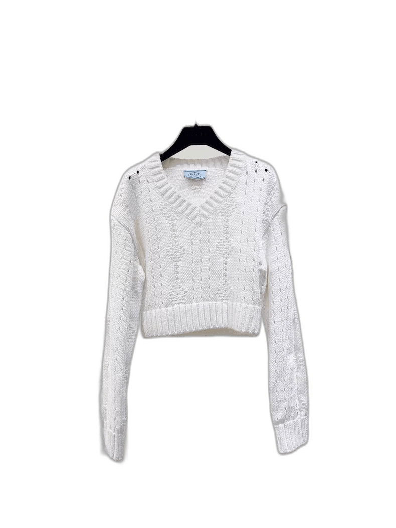 Prada Prada White Knit Sweater-2506 Size M / US 6-8 / IT 42-44 - 1 Thumbnail