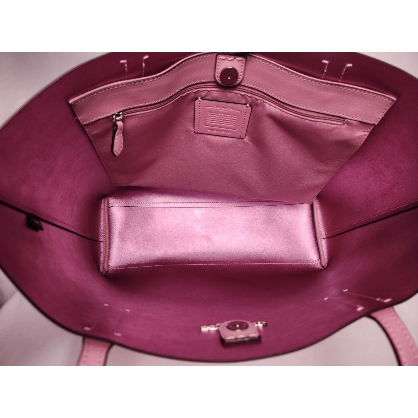 Coach Rare Coach Avenue Metallic Tote Bag Large PERIWINKLE PURPLE Size ONE SIZE - 2 Thumbnail