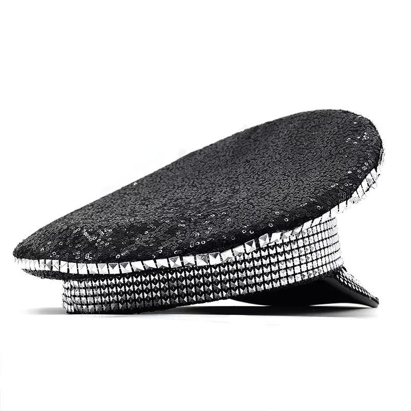 Other Luxury Rhinestone Women Bride Captain Hat Black Size ONE SIZE - 3 Thumbnail
