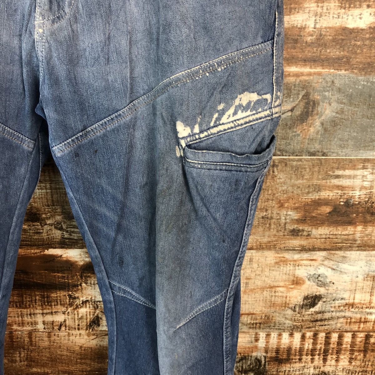 Japanese Brand Field Core Blue Distressed ripped Denim Pants #A2166 Size US 33 - 10 Thumbnail