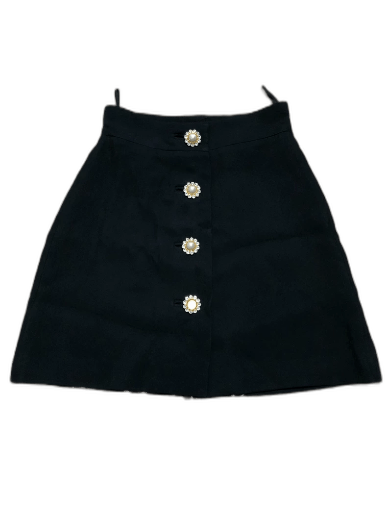 Prada Miumiu Black Pearl Button Skirt Size 38 -2505 Size US 38 / EU 54 - 1 Thumbnail