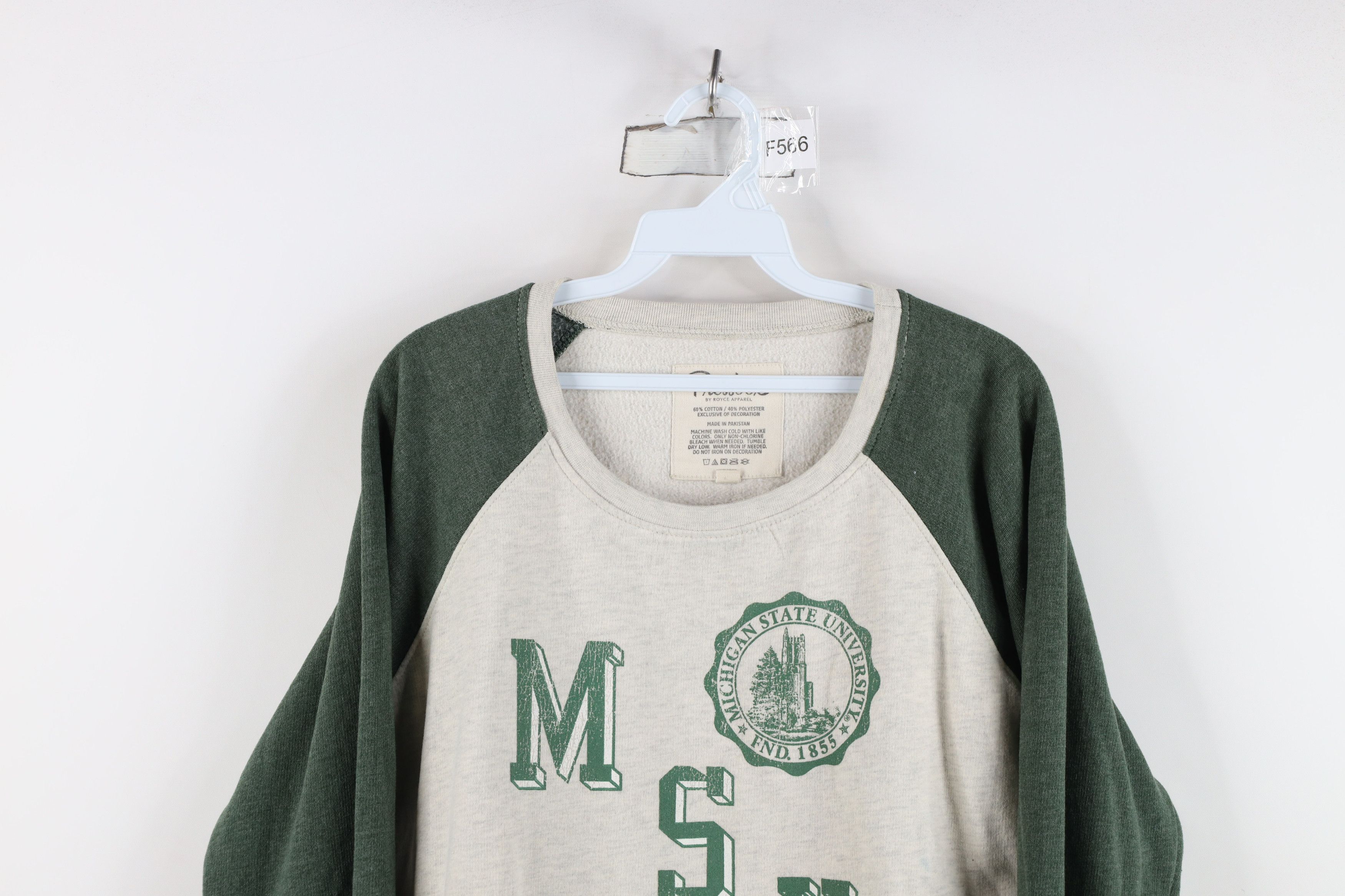 Vintage Retro Spell Out Michigan State University Raglan Sweatshirt Size XL / US 12-14 / IT 48-50 - 2 Thumbnail
