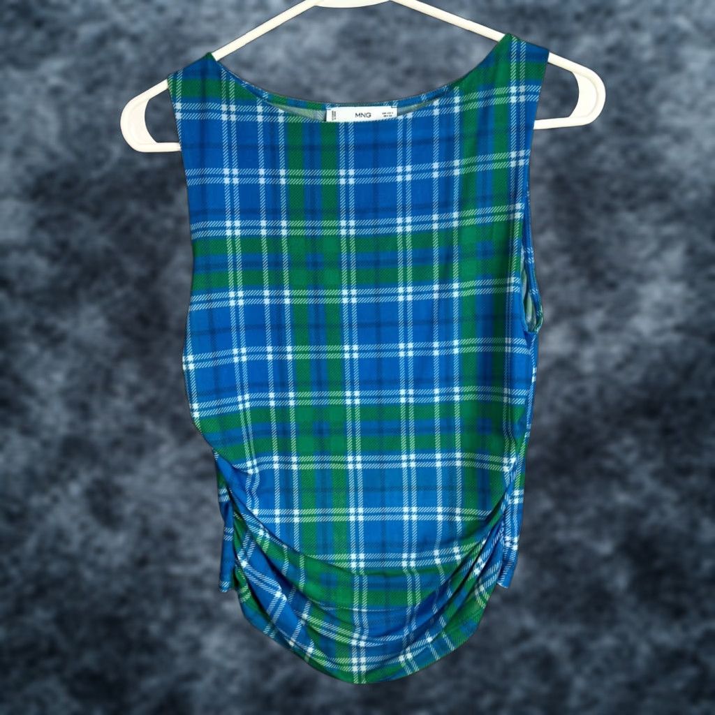 Mango Mango Womens Small Blue Plaid Sleeveless Tank Top Polyester Blend Sleeveless Tank Blue Mango Womens Small Plaid Sleeveless Tank Top Polyester Blend Size S / US 4 / IT 40 - 1 Thumbnail