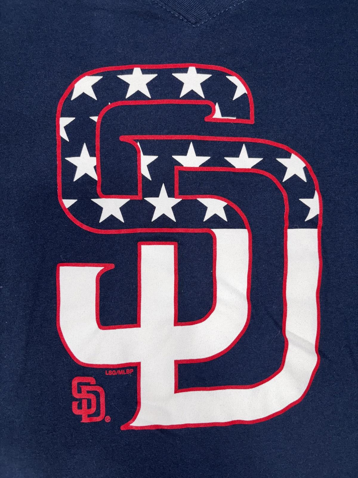 MLB San Diego Padres Women's V-Neck Tee - Patriotic Design Size XL / US 12-14 / IT 48-50 - 2 Thumbnail