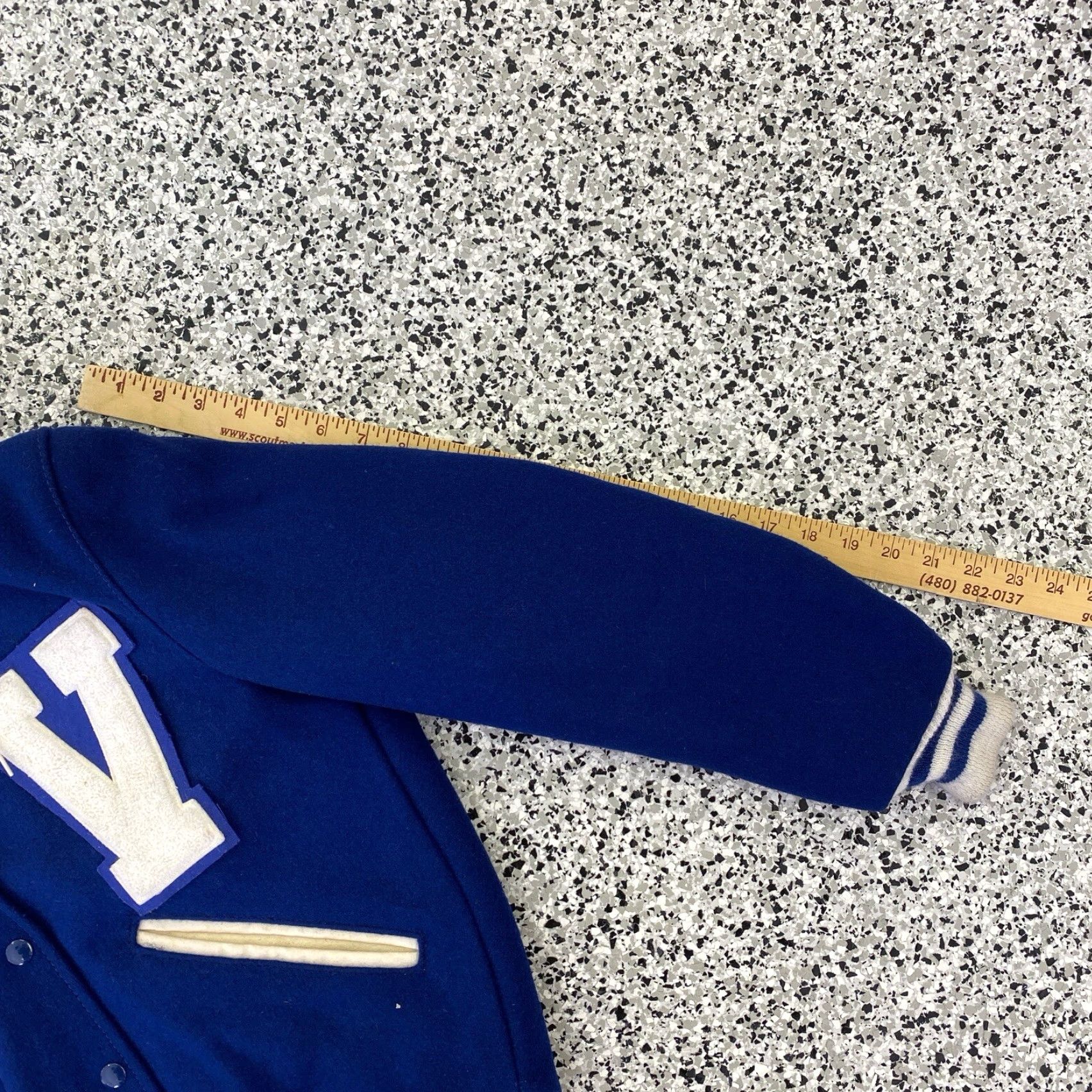 Vintage VINTAGE DeLong Wool Letterman Varsity Jacket Blue Split Hood 36 Unisex Adults Regular Size Jacket Size US XXS / EU 40 - 4 Thumbnail