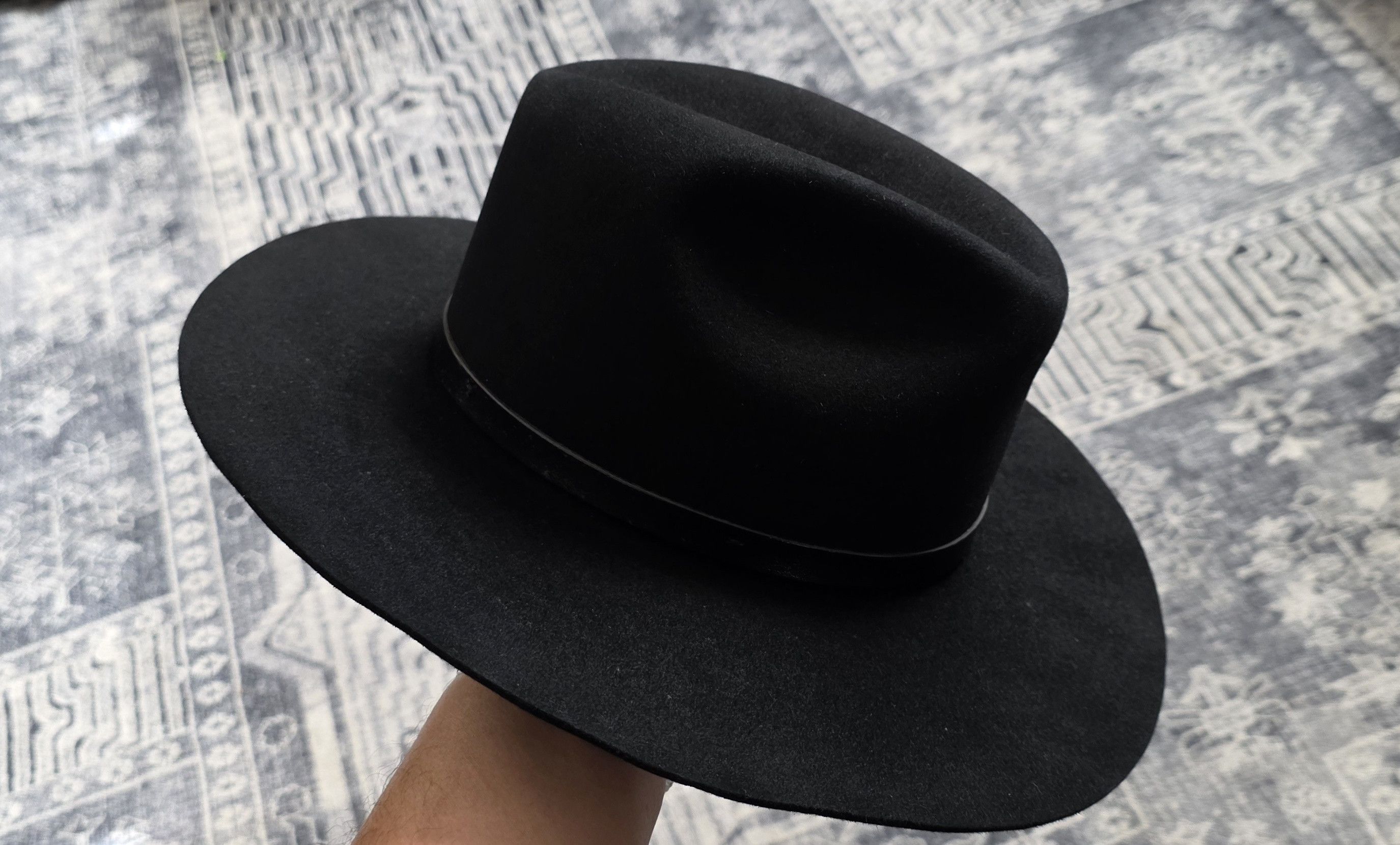 Vintage Vintage Beaver Brand 5x Fur Felt Black Cowboy Hat Sz 7 1/4 Size ONE SIZE - 5 Thumbnail