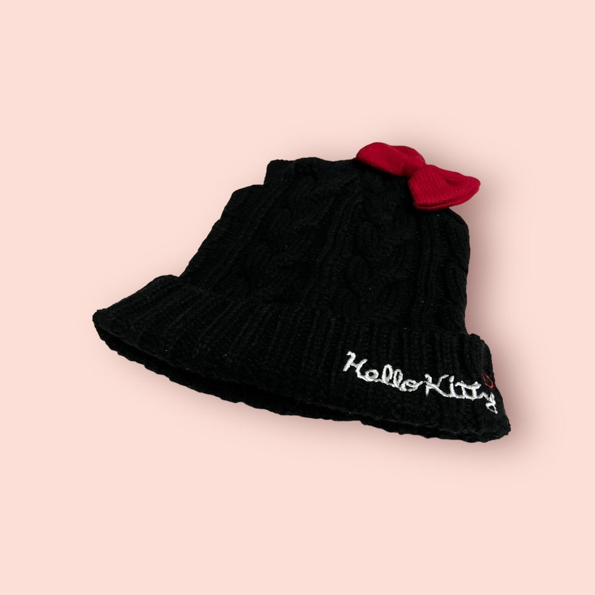 Anime × Cartoon Network × Japanese Brand RARE HELLO KITTY CAT EARS RED RIBBON KNITTED BEANIE Size ONE SIZE - 18 Thumbnail