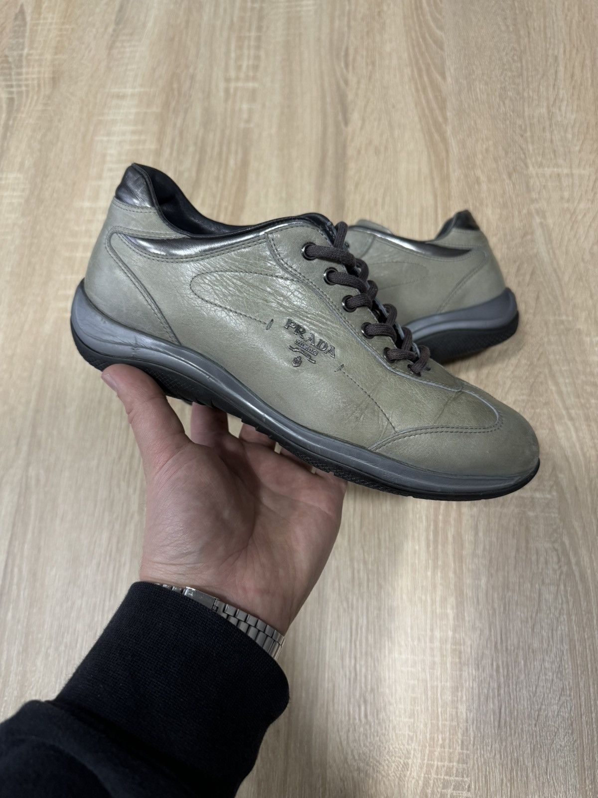 Prada × Vintage Vintage PRADA Leather LowTop Y2K Sneakers Size US 6 / EU 39 - 2 Thumbnail