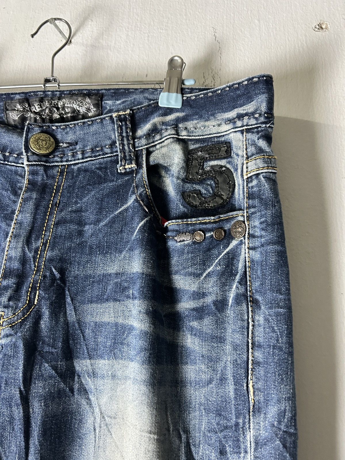 If Six Was Nine Red Pepper Union Jack Punk Flare Jeans Size US 36 / EU 52 - 10 Thumbnail