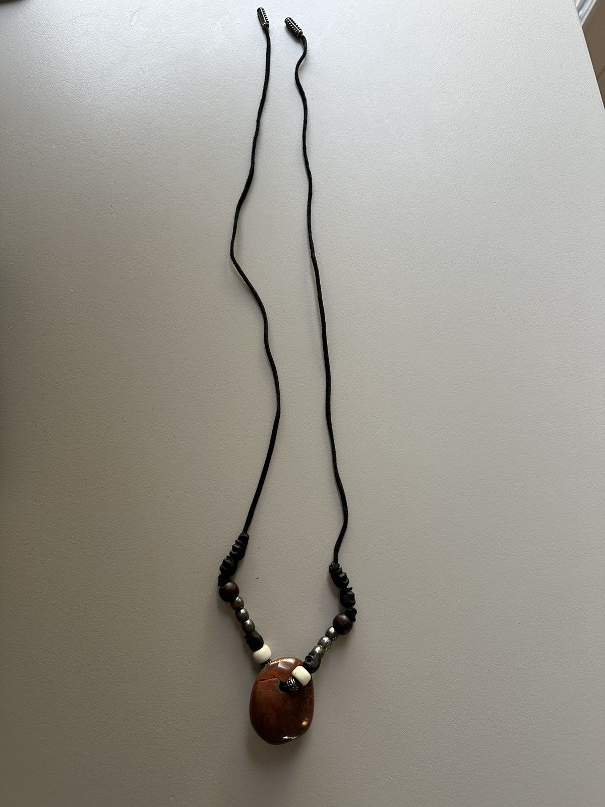 Saint Laurent ss15 psych rock stone/leather necklace