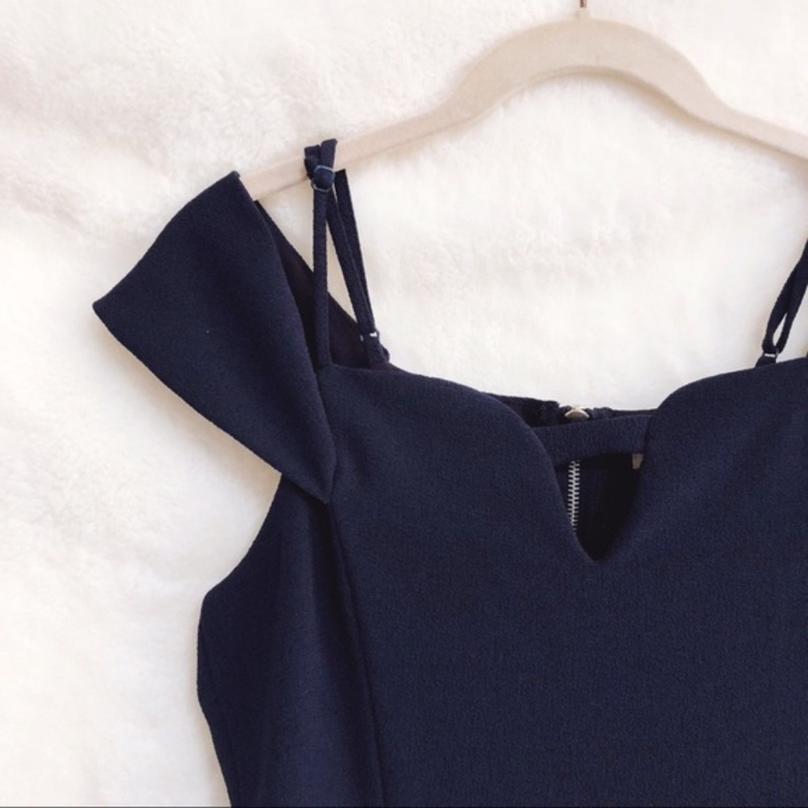 Other Storee Navy Blue Off-Shoulder Zip-Up Formal Dress Size M / US 6-8 / IT 42-44 - 4 Thumbnail