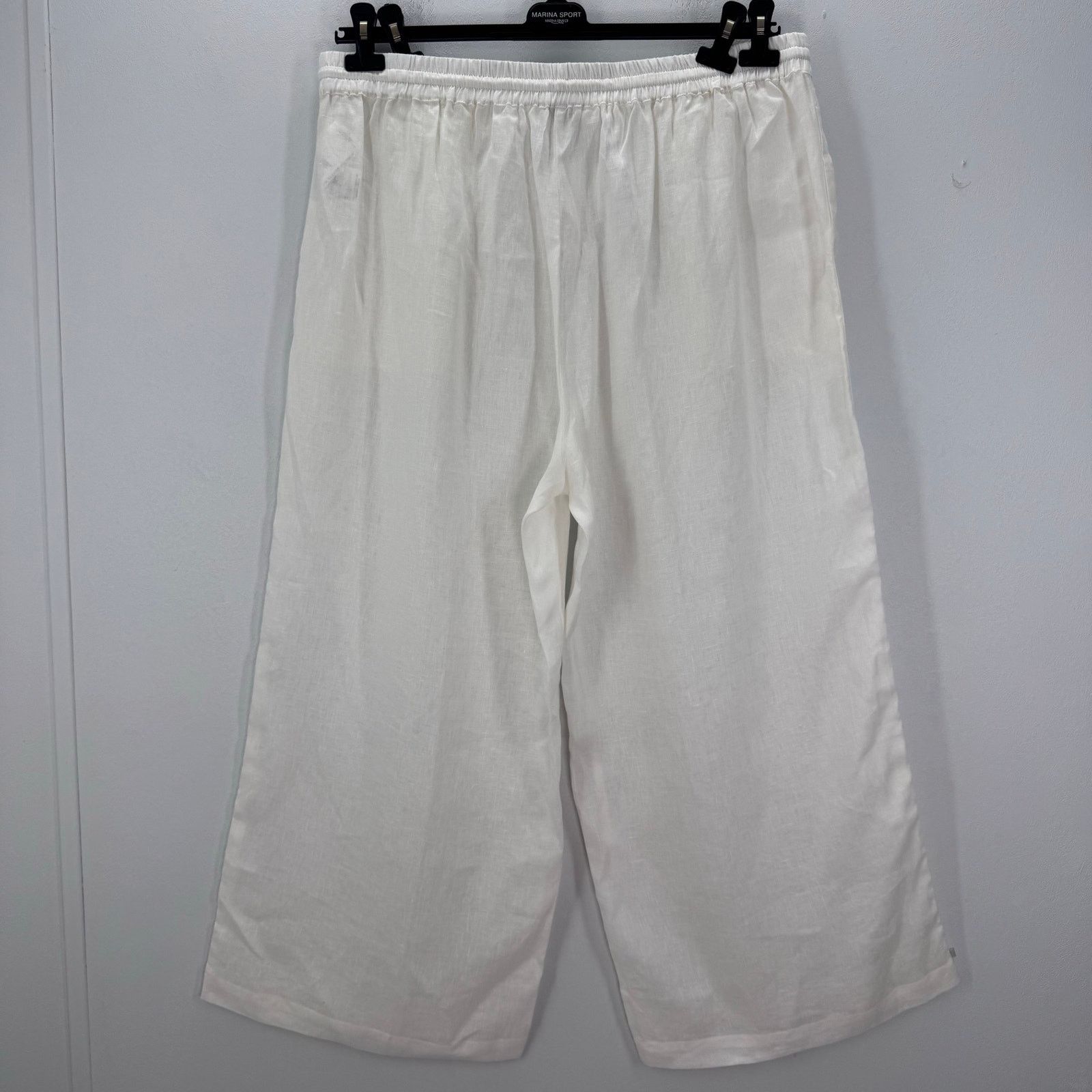 Marina Rinaldi Marina Rinaldi White Flax Linen Wide Leg Cropped Pant US 22 Size 22" - 3 Thumbnail
