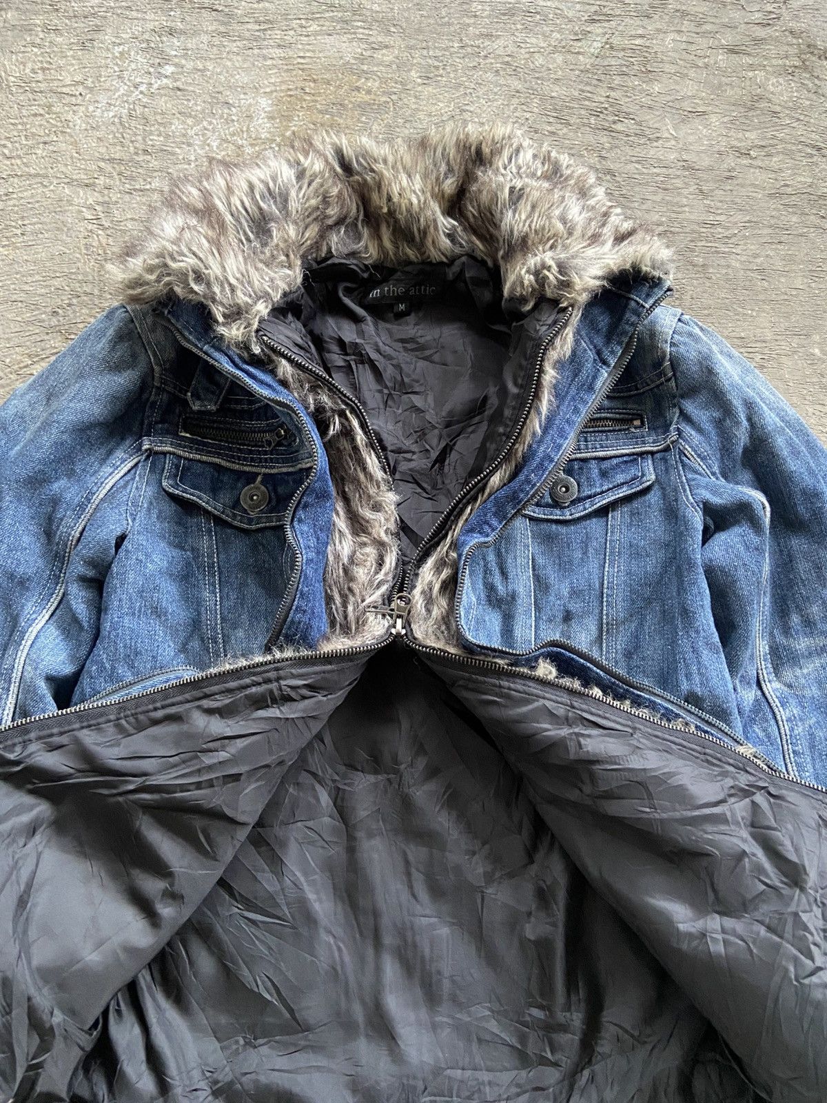 2000s In The Attic - Vkei Apocalypse Style Fur Denim Jacket