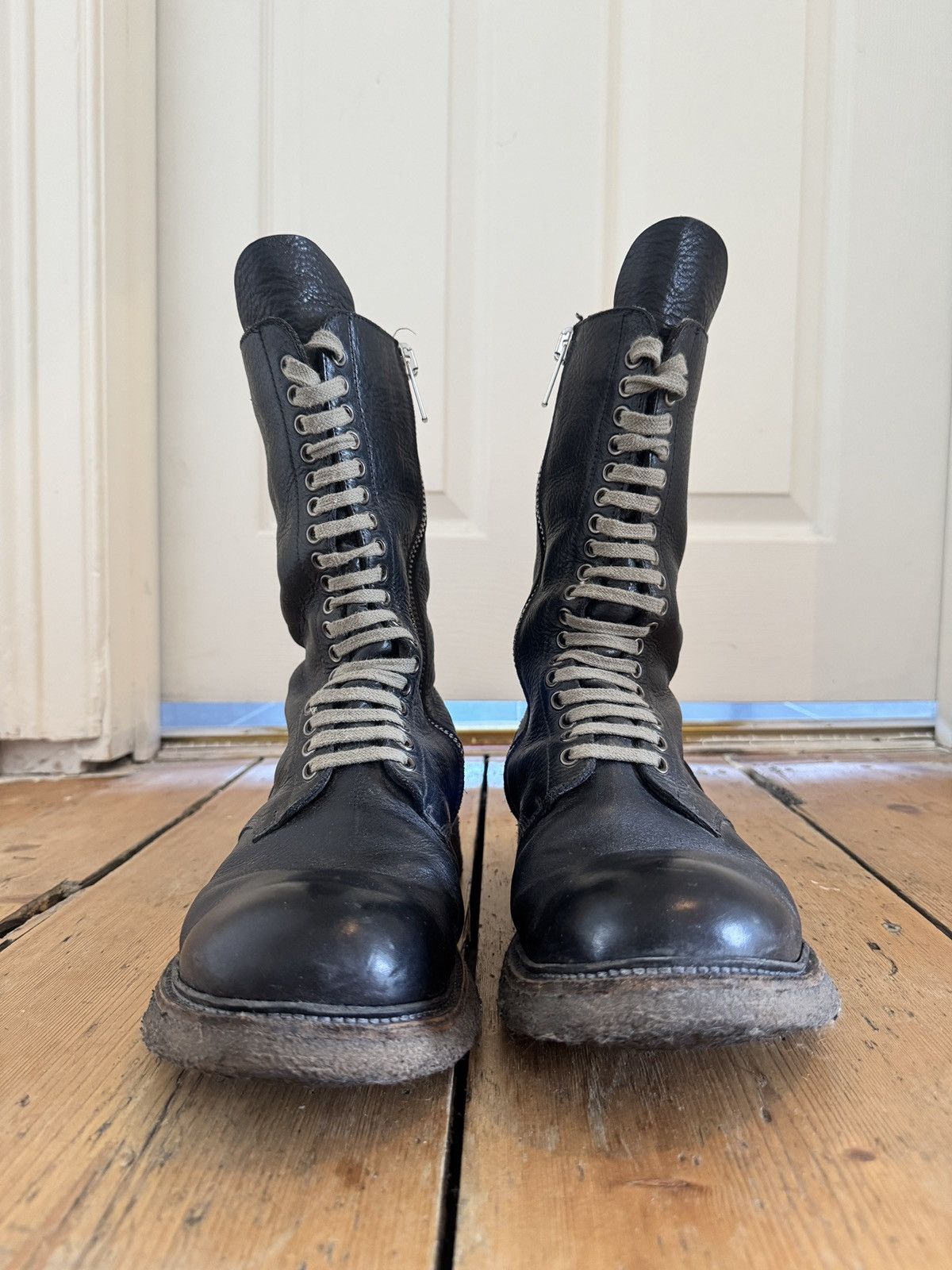 Rick Owens FW17 Glitter army boots with crepe soles Size US 11 / EU 44 - 2 Thumbnail