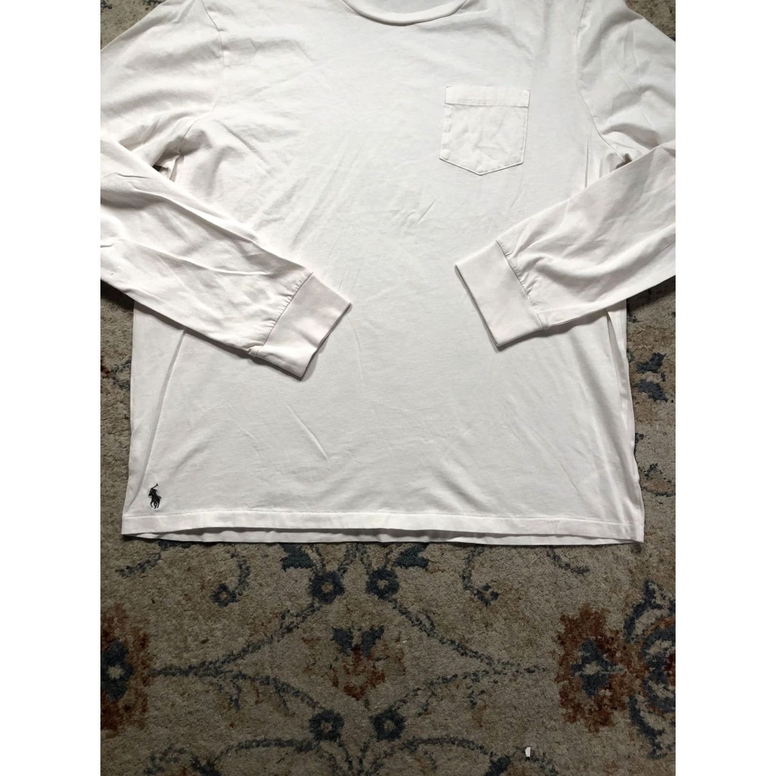 Polo Ralph Lauren Polo Ralph Lauren Shirt Mens XL White Long Sleeve Pocket Tee Pony Logo Crewneck Size US XL / EU 56 / 4 - 5 Thumbnail