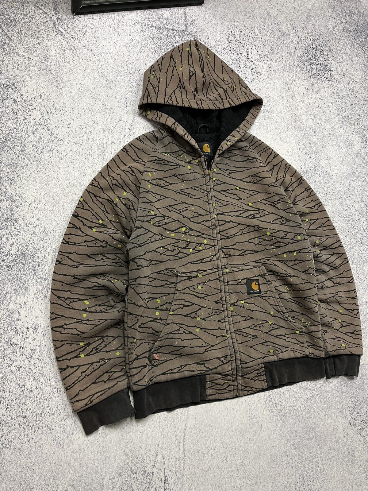 Carhartt × Vintage Crazy Y2k Carhartt Distressed Zip Up Hoodie Jacket Camo Rare Size US M / EU 48-50 / 2 - 3 Thumbnail