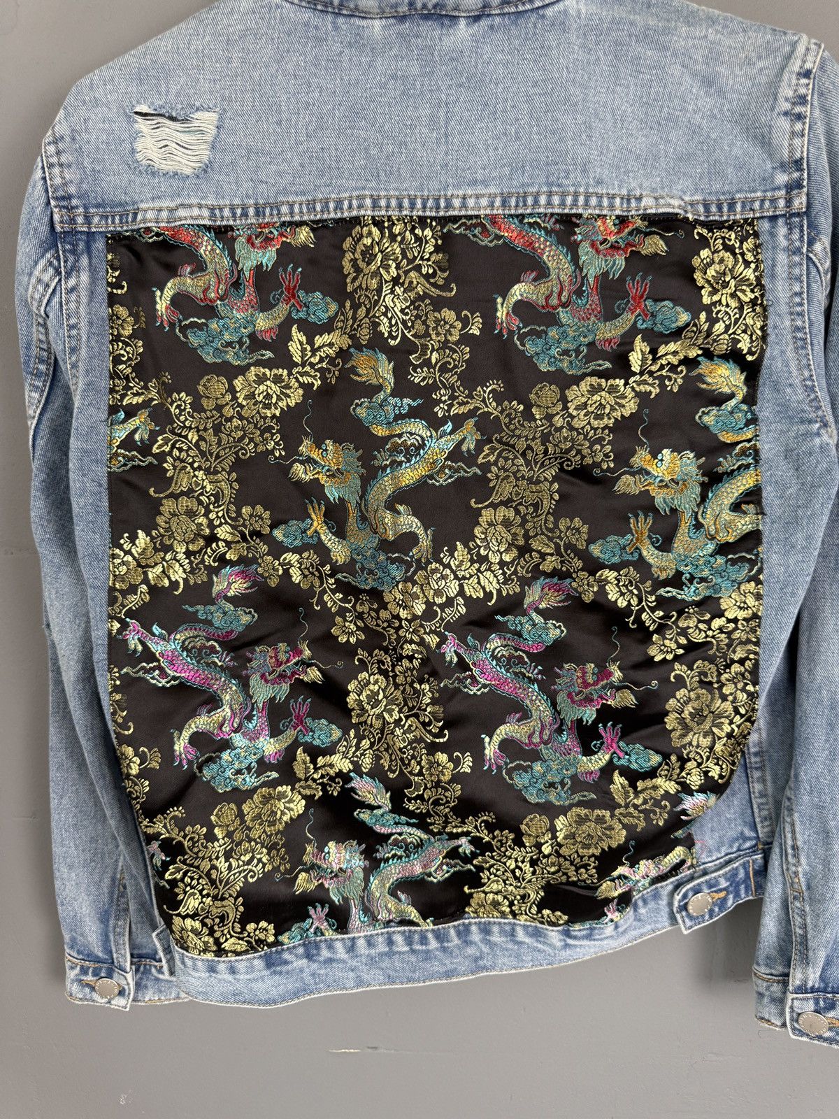 JNCO Crazy Vintage Y2K Japan Dragon Tattoo Denim Jacket Size US 39 - 6 Thumbnail