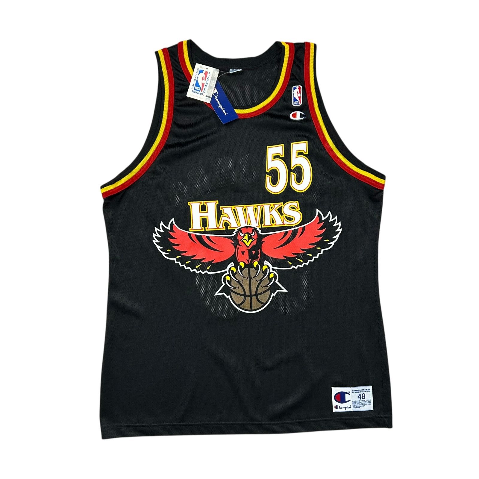 VTG 90s NBA ATLANTA HAWKS DIKEMBE MUTOMBO CHAMPION JERSEY