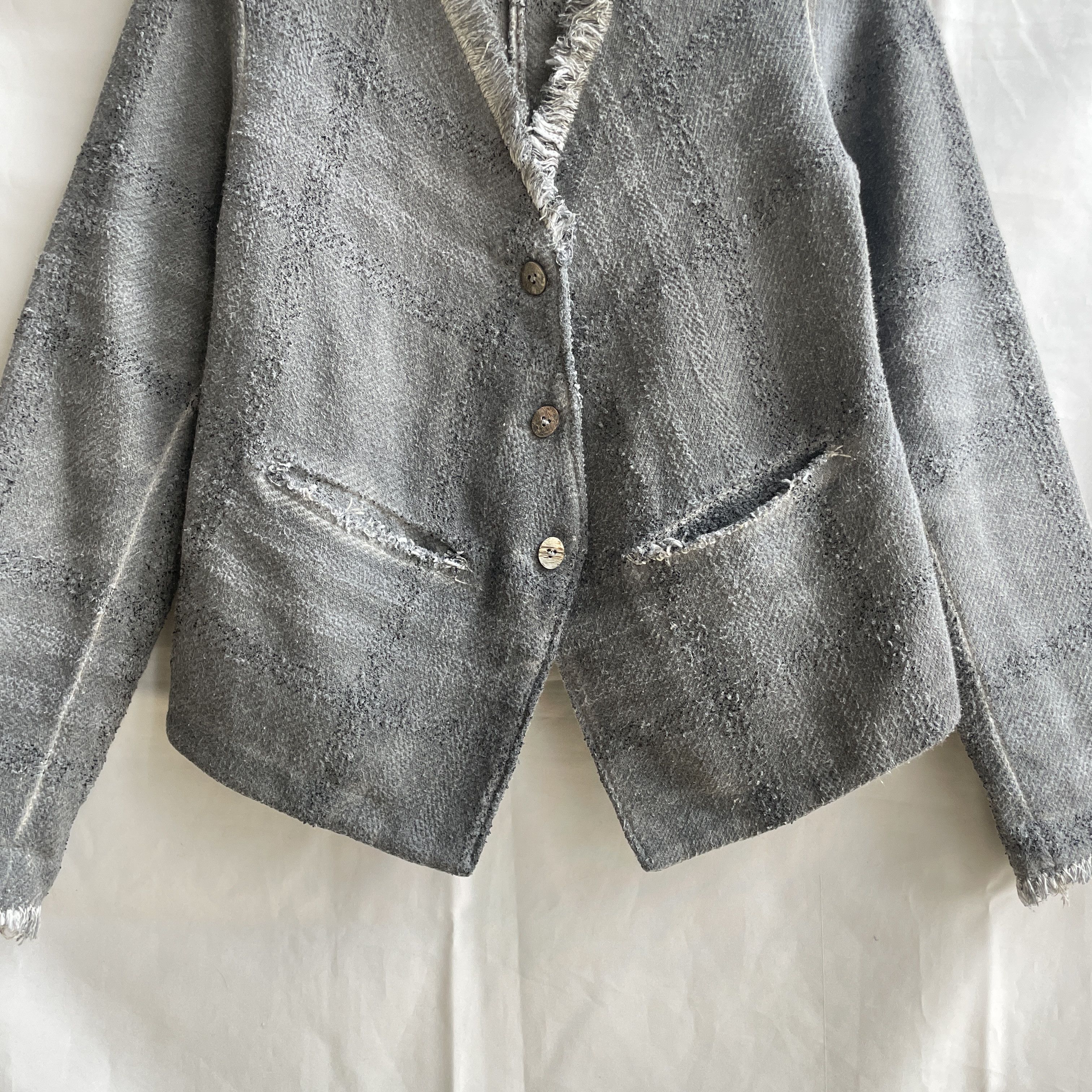 Transit Transit Par Such Garment Dyed Distressed Boucle Tweed Blazer Size M / US 6-8 / IT 42-44 - 7 Thumbnail
