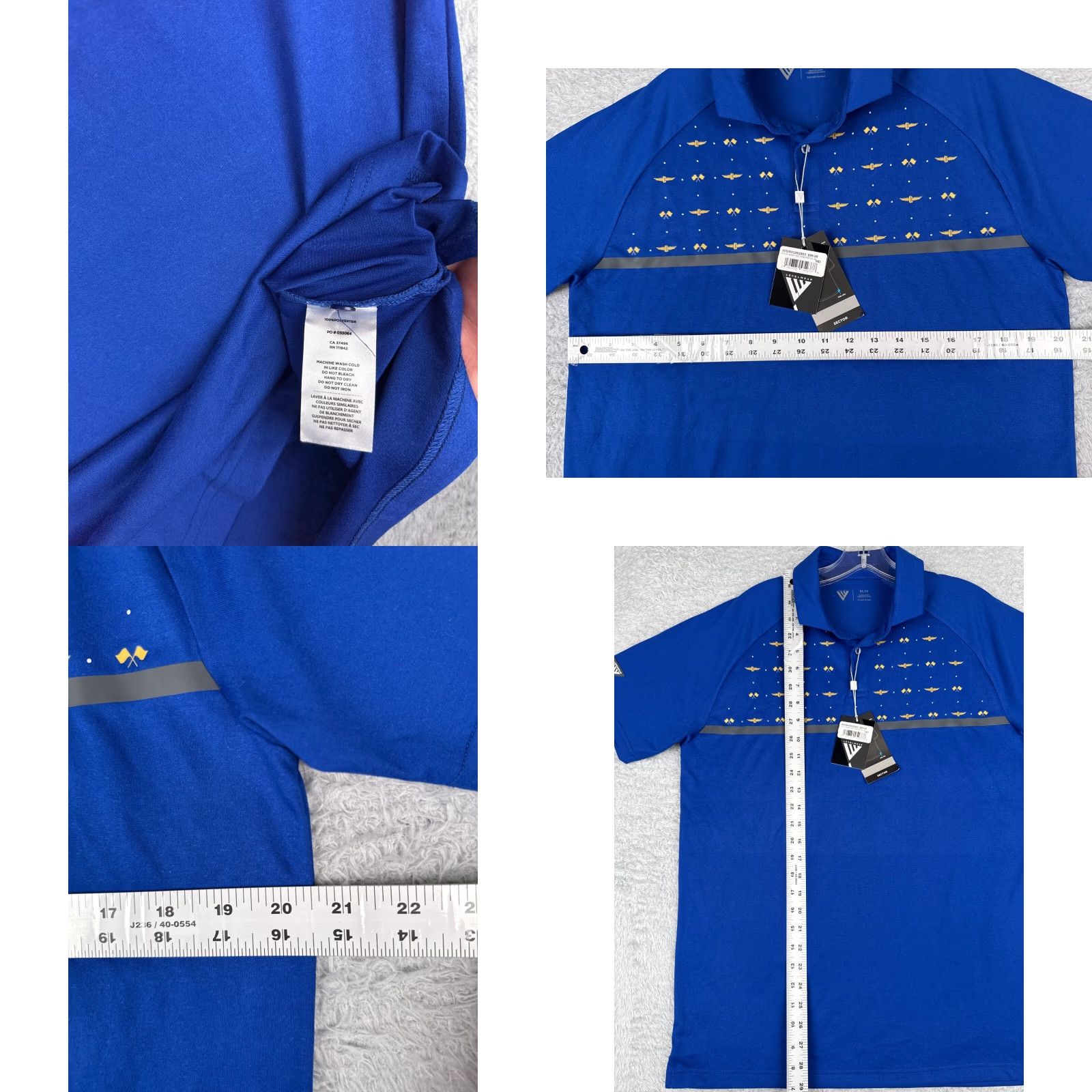 Vintage Levelwear Indycar Polo Shirt Men Medium Blue Short Sleeve Polo Golf Polyester Shirt Size US M / EU 48-50 / 2 - 8 Thumbnail