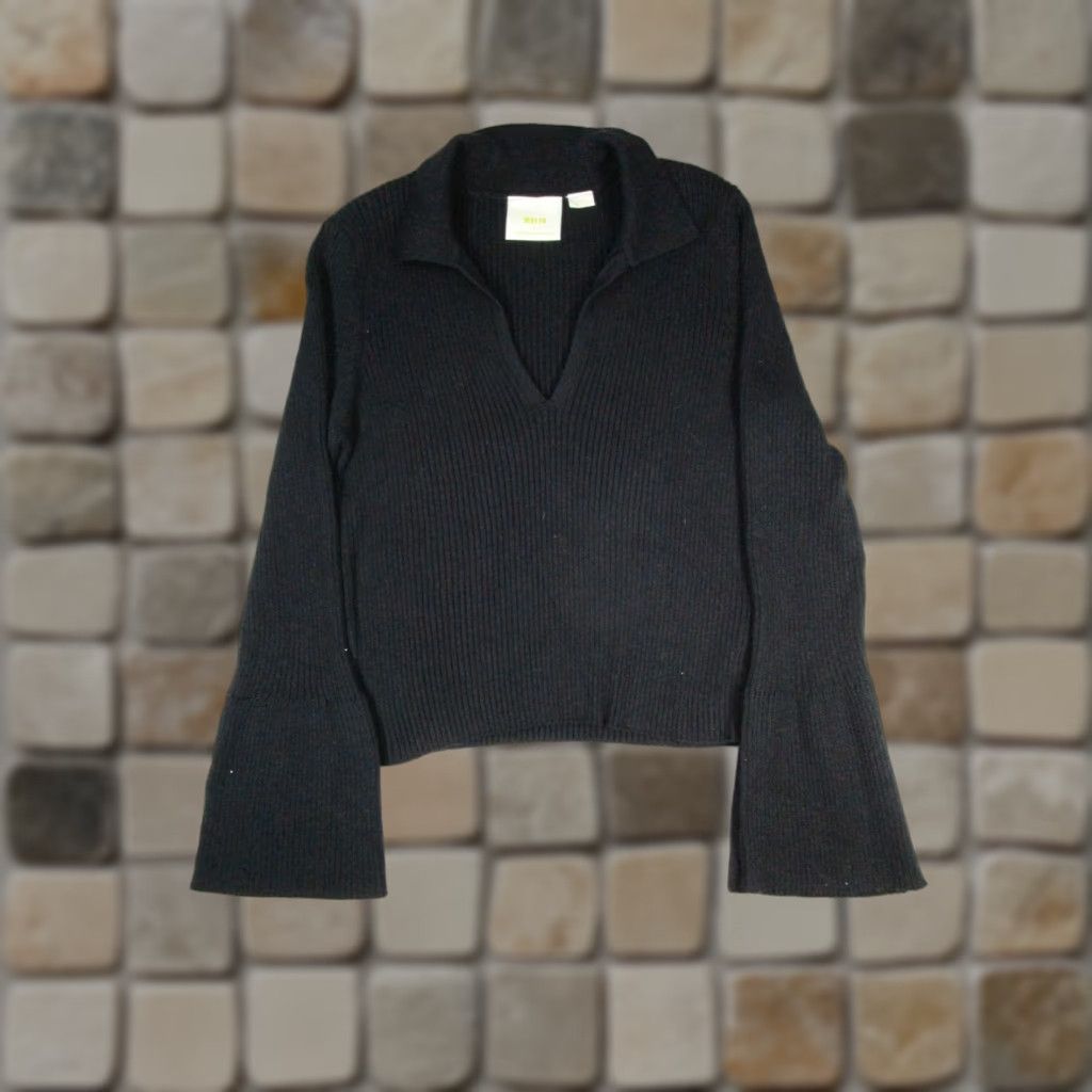 Vintage Maeve Sweater Womens Large Petite Black Ribbed Cotton Blend Pullover Size L / US 10 / IT 46 - 1 Thumbnail
