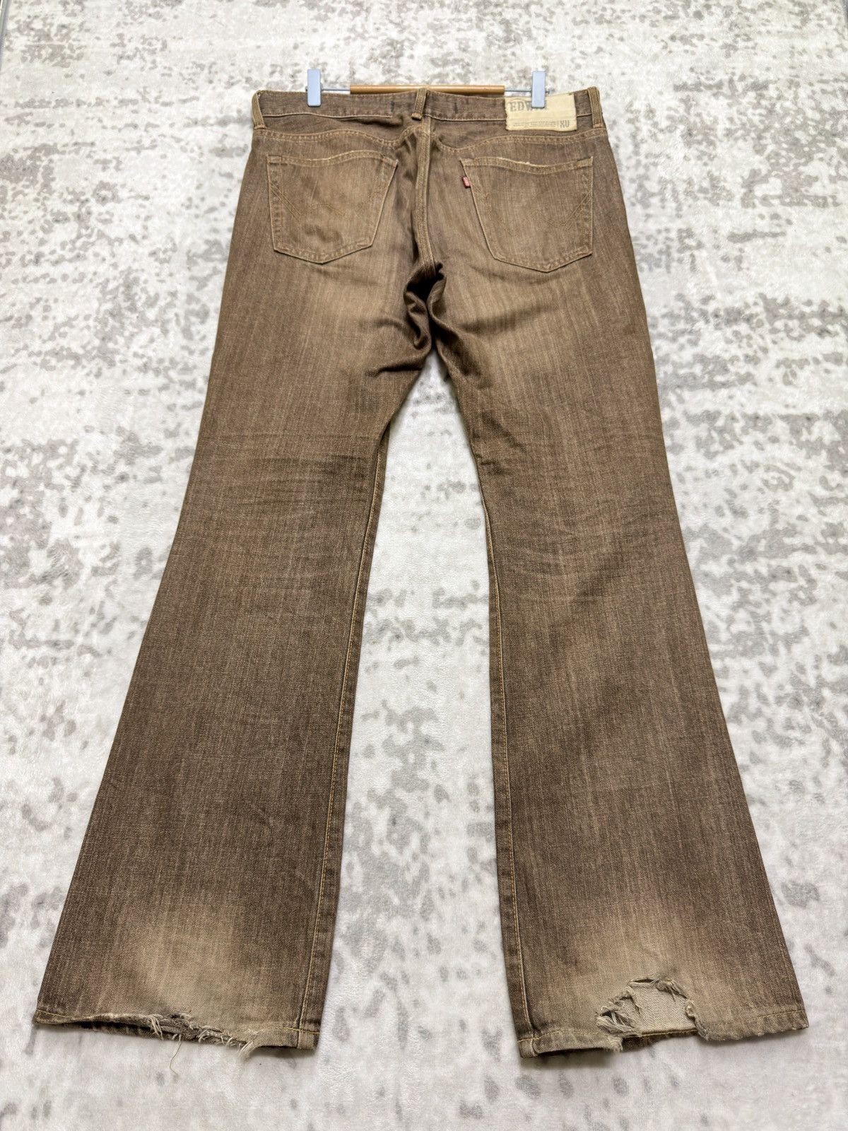 Edwin Vintage Edwin XV Brown Distressed Bootcut Flare Denim Jeans Size US 35 - 2 Thumbnail