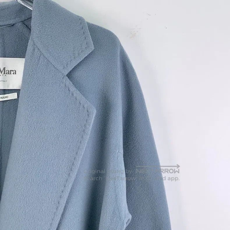 Max Mara Max Mara Sky Blue Sheep Wool Collar Long Sleeve Belted Coa Size XS / US 0-2 / IT 36-38 - 3 Thumbnail