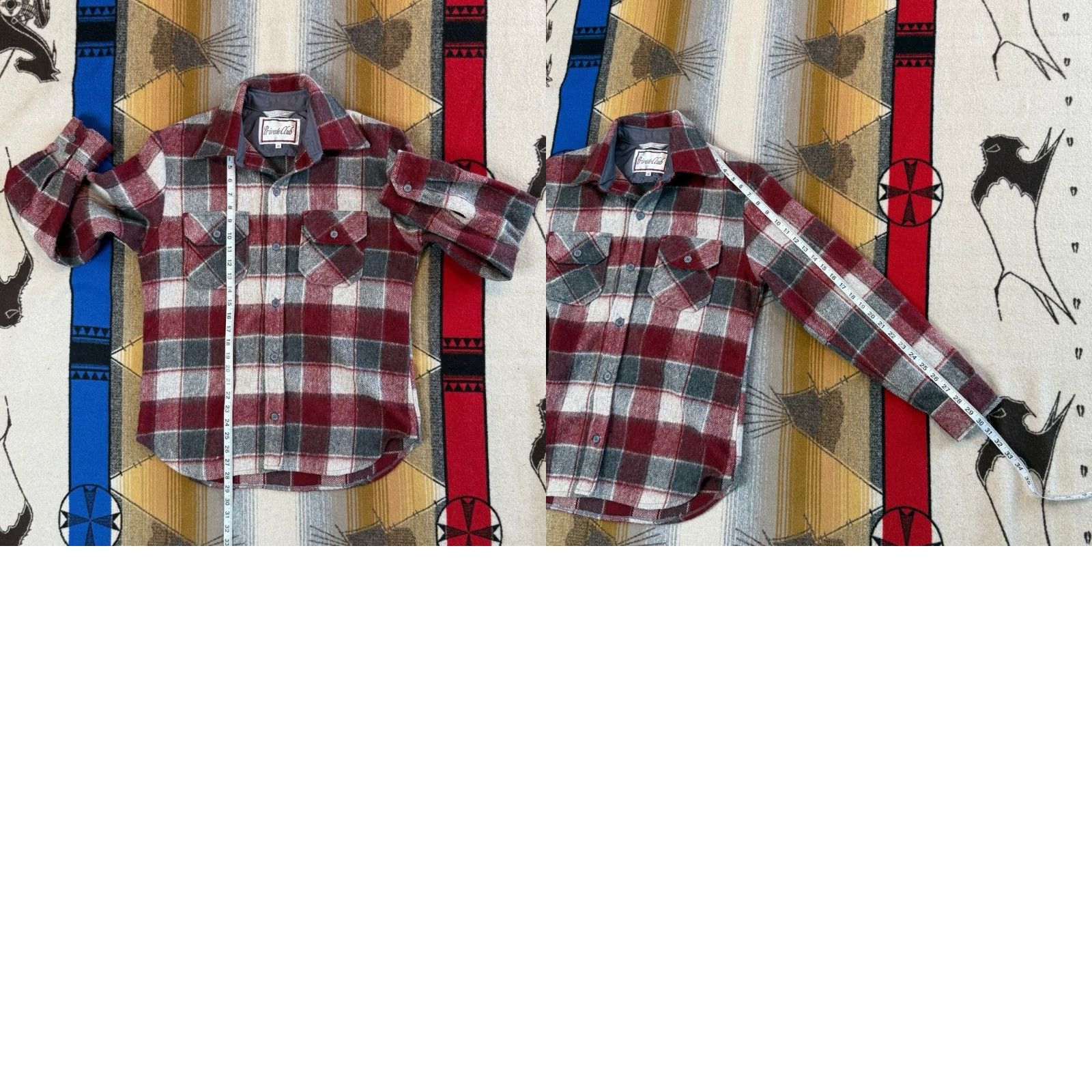 Vintage VINTAGE Private Club Flannel Shirt Jacket Shacket Plaid Wool 90s Red Long Sleeve Button-Up Collared Size M Men Regular" Size US M / EU 48-50 / 2 - 8 Thumbnail