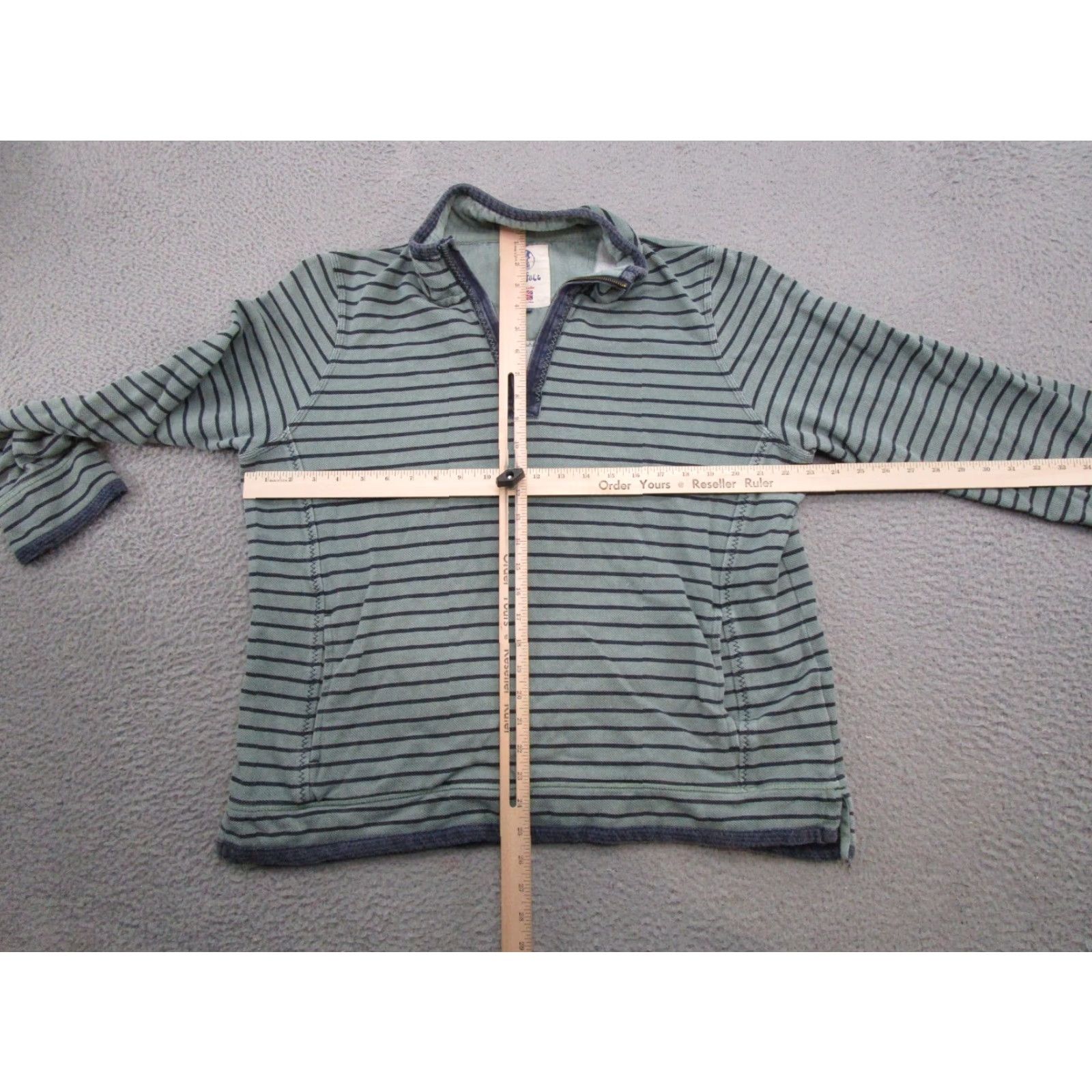 FatFace Fat Face The Airlie 1/4 Zip Green Blue Striped Sweater Sweatshirt Women's SZ 14 Size XL / US 12-14 / IT 48-50 - 6 Thumbnail